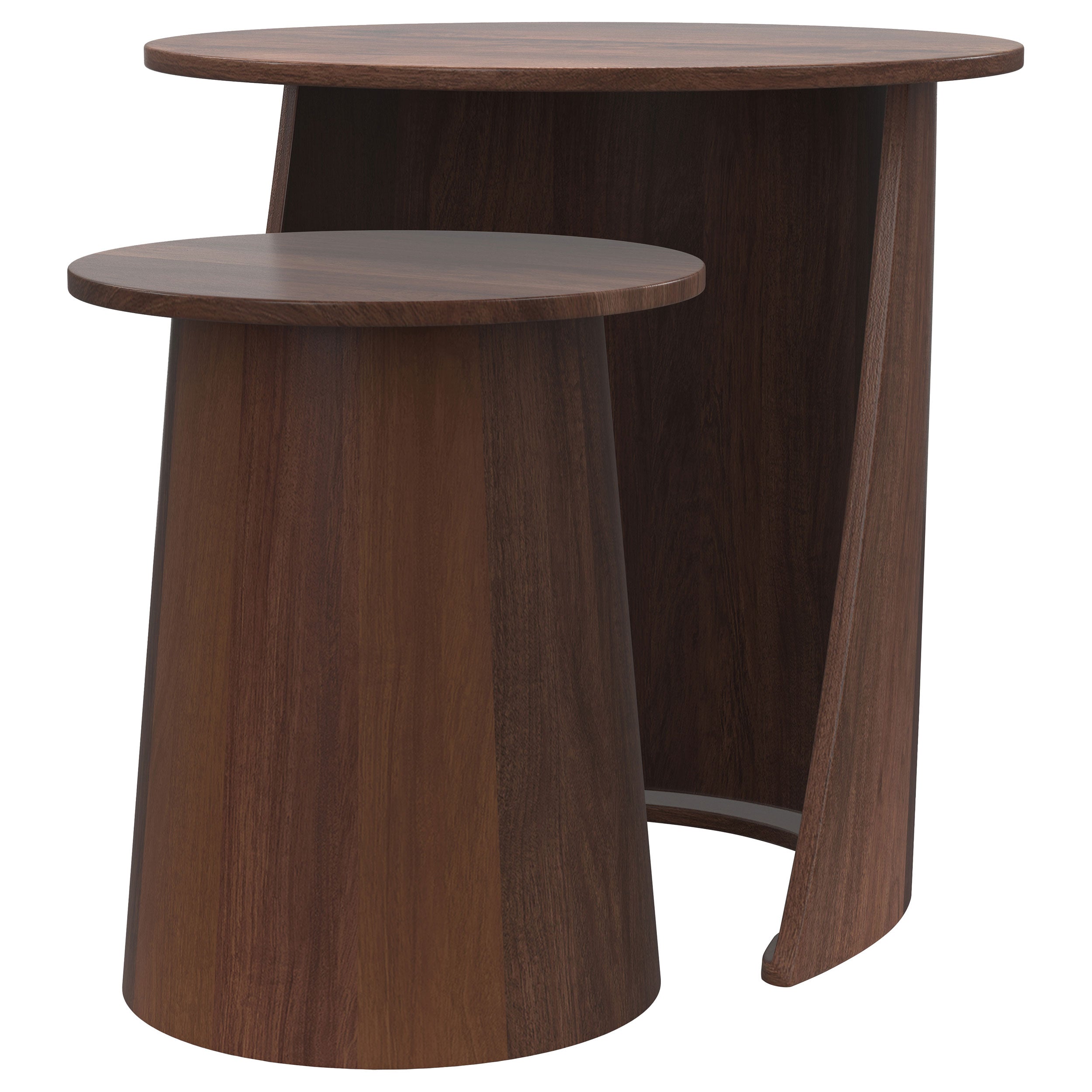 Yency 2-piece Round Mango Wood Nesting Table Set Dark Brown Mango-