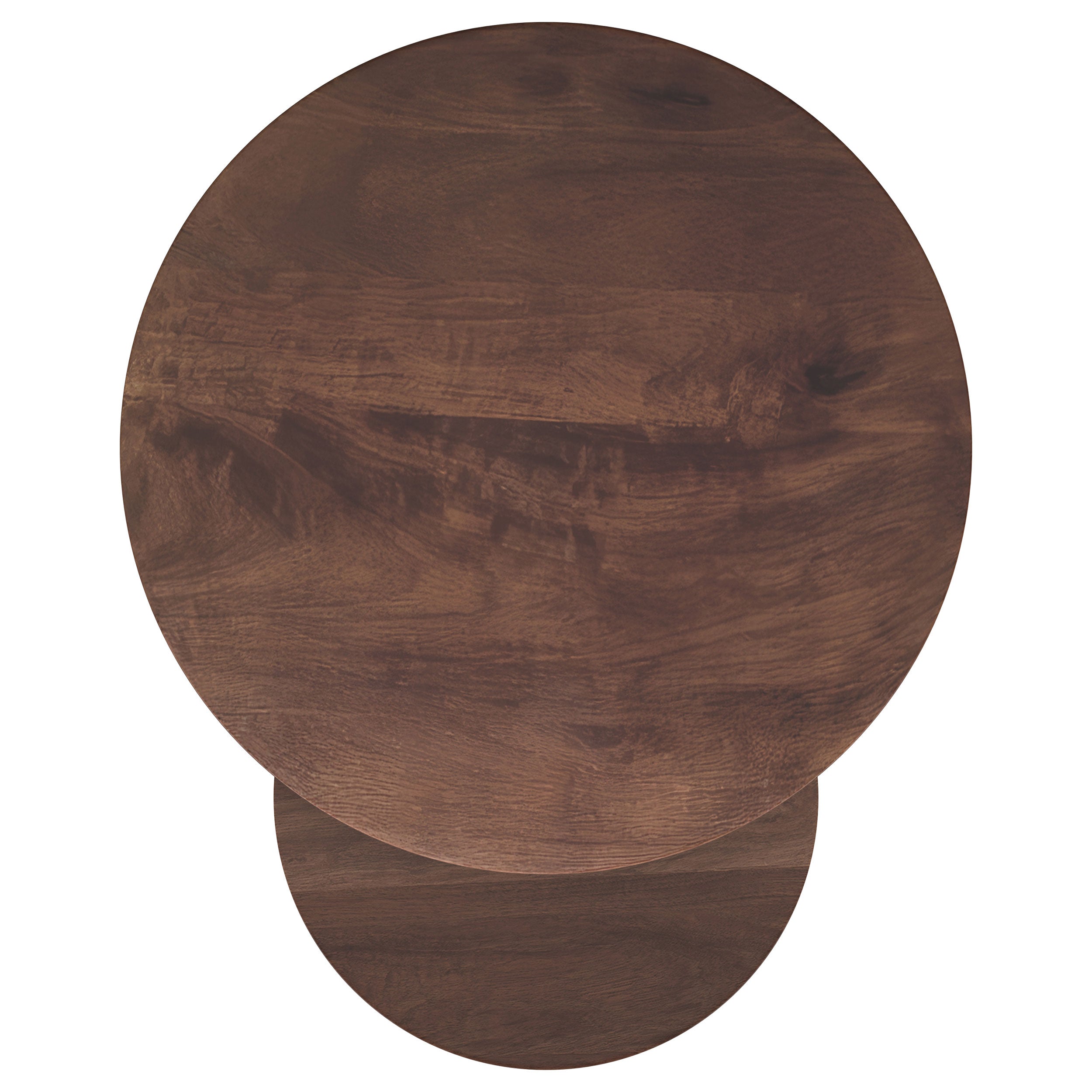 Yency 2-piece Round Mango Wood Nesting Table Set Dark Brown Mango-