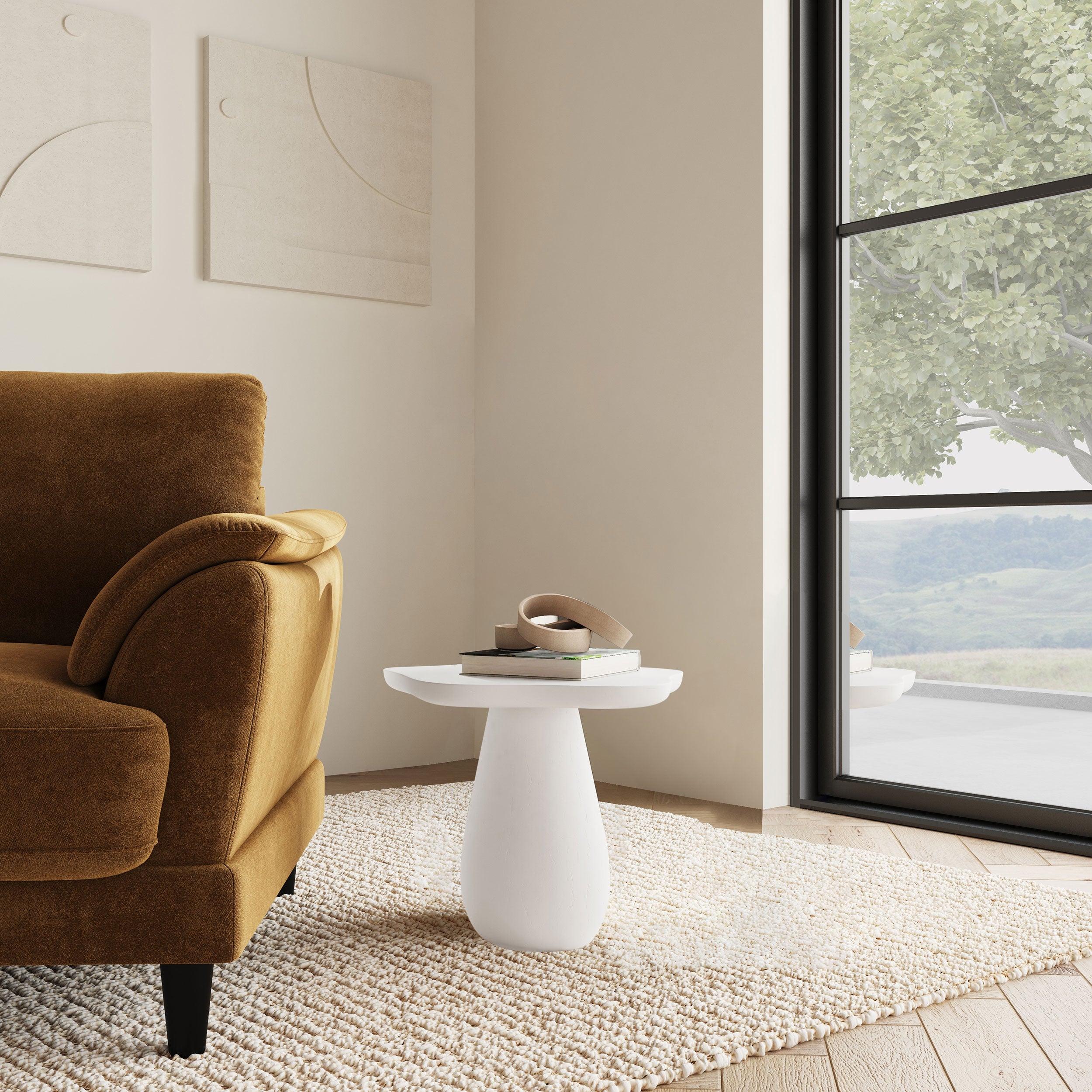Perth 17-inch Side Table with Cloud-Shaped Top Off White-