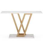 43” Gold Faux Marble Console Table