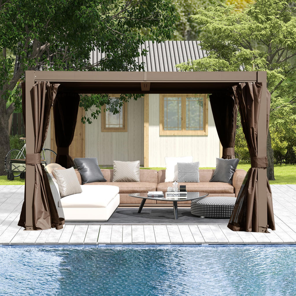 10x10 FT Outdoor Louvered Pergola with Adjustable Louvers
