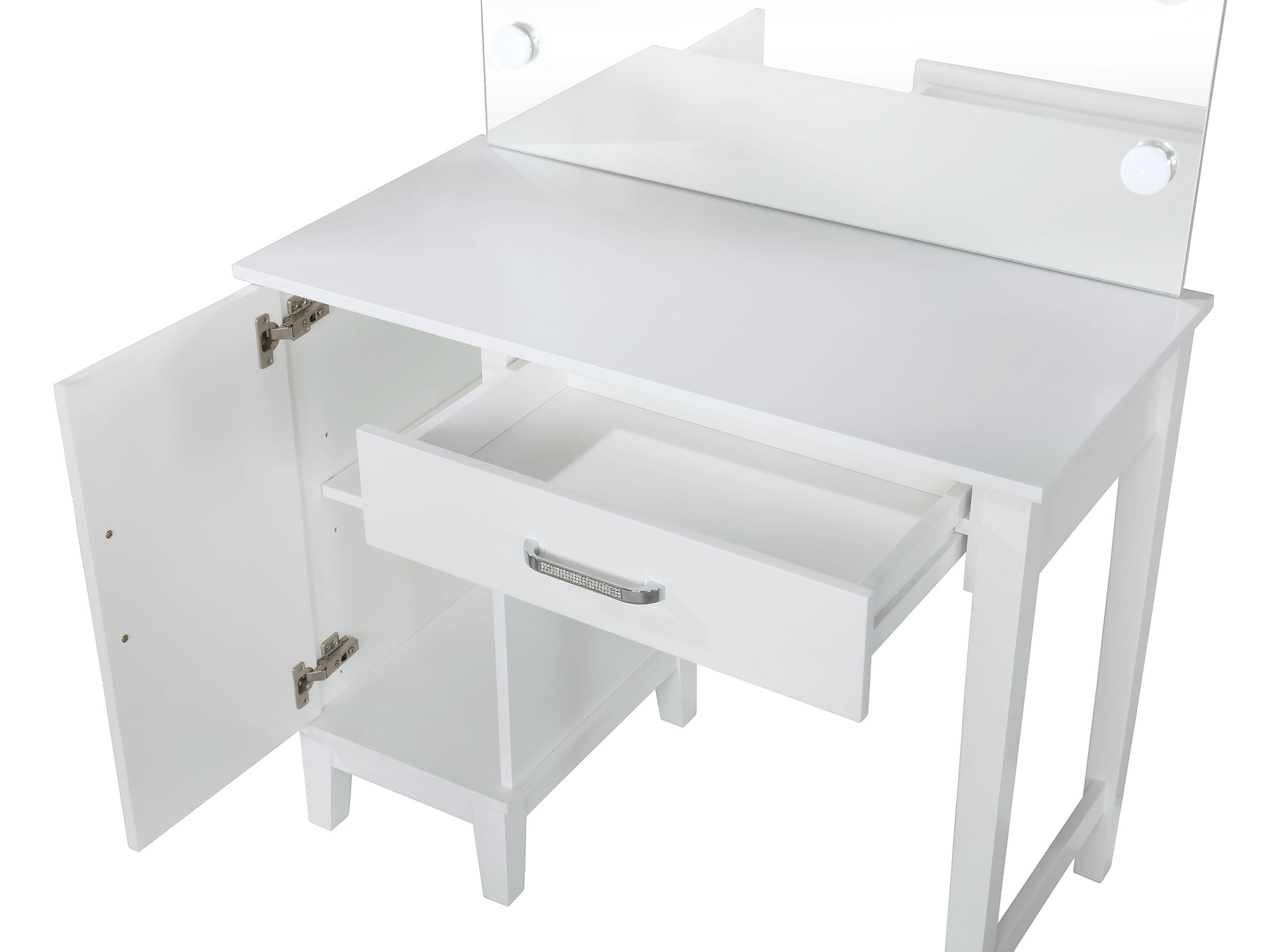 Elijah Vanity Set with Lighting & Stool White and Dark Grey-CoasterEveryday