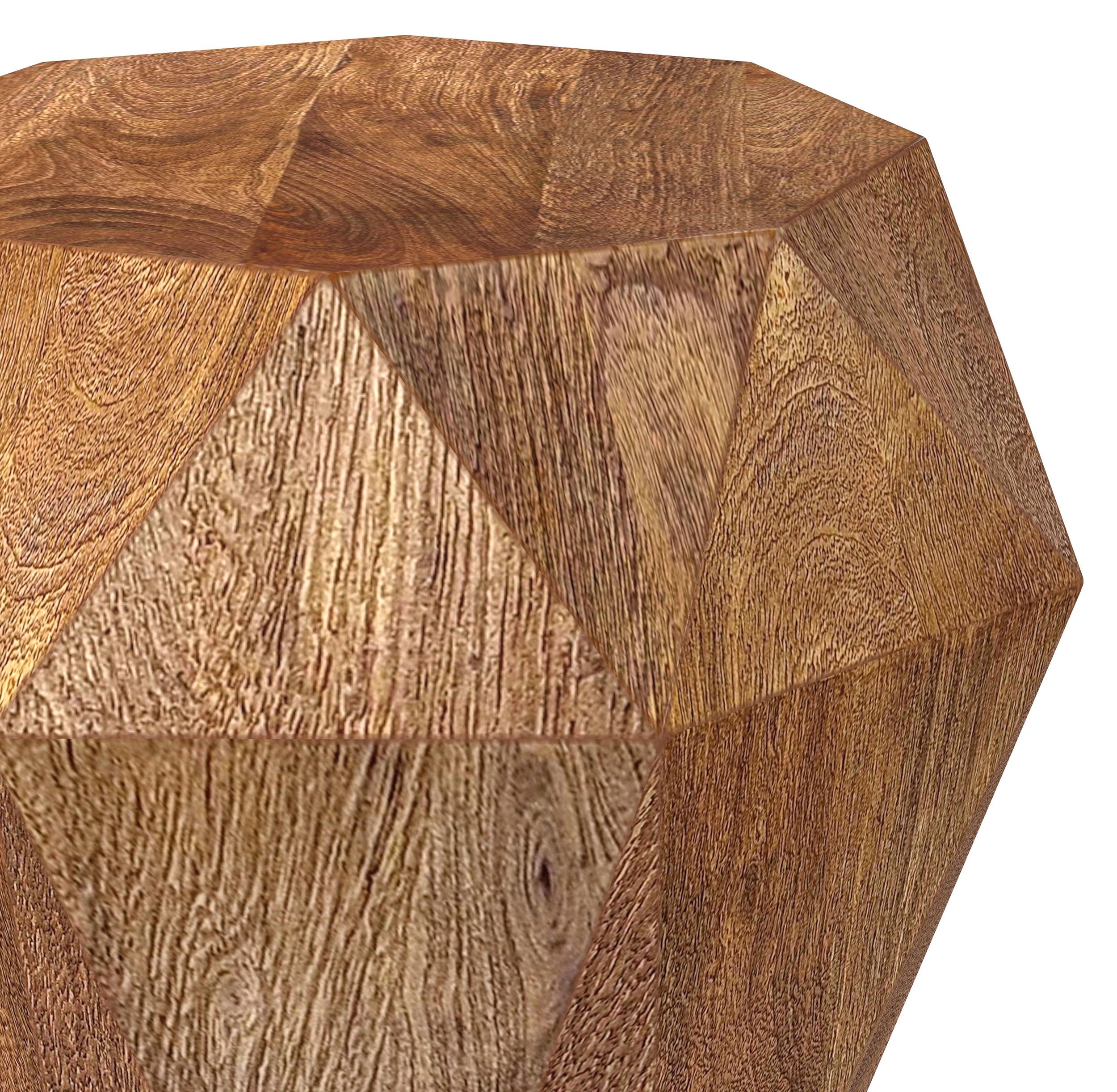 Jacinto Octagonal Solid Mango Wood Side Table Natural Brown-