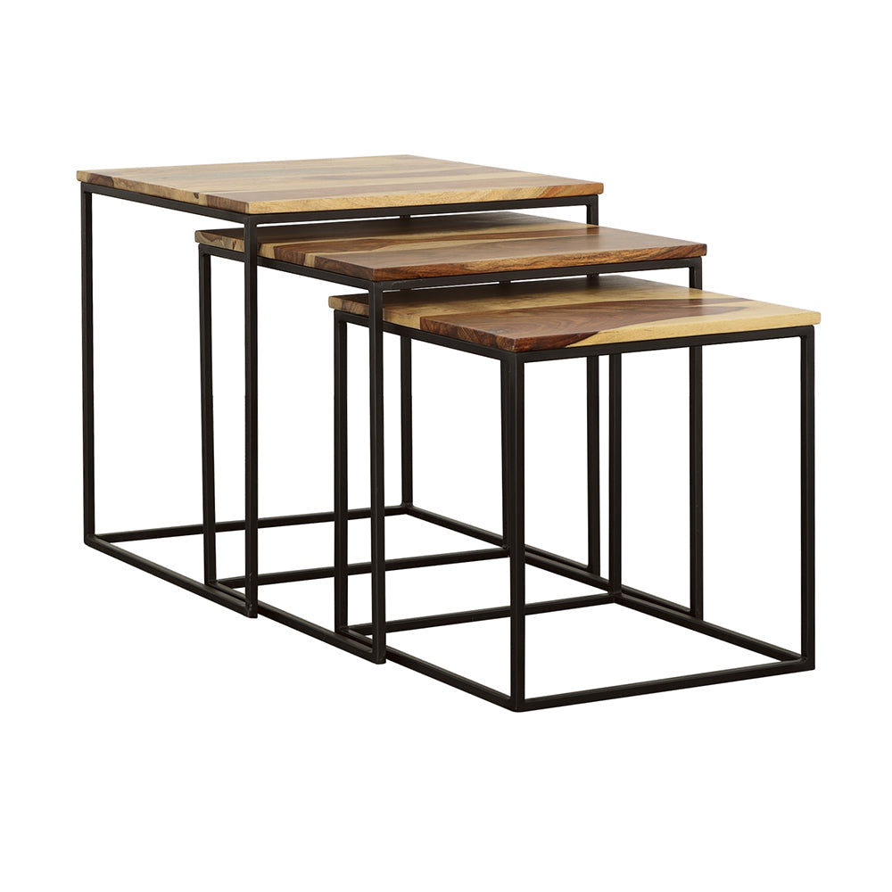 Belcourt 3-piece Square Nesting Tables Natural and Black-CoasterElevations