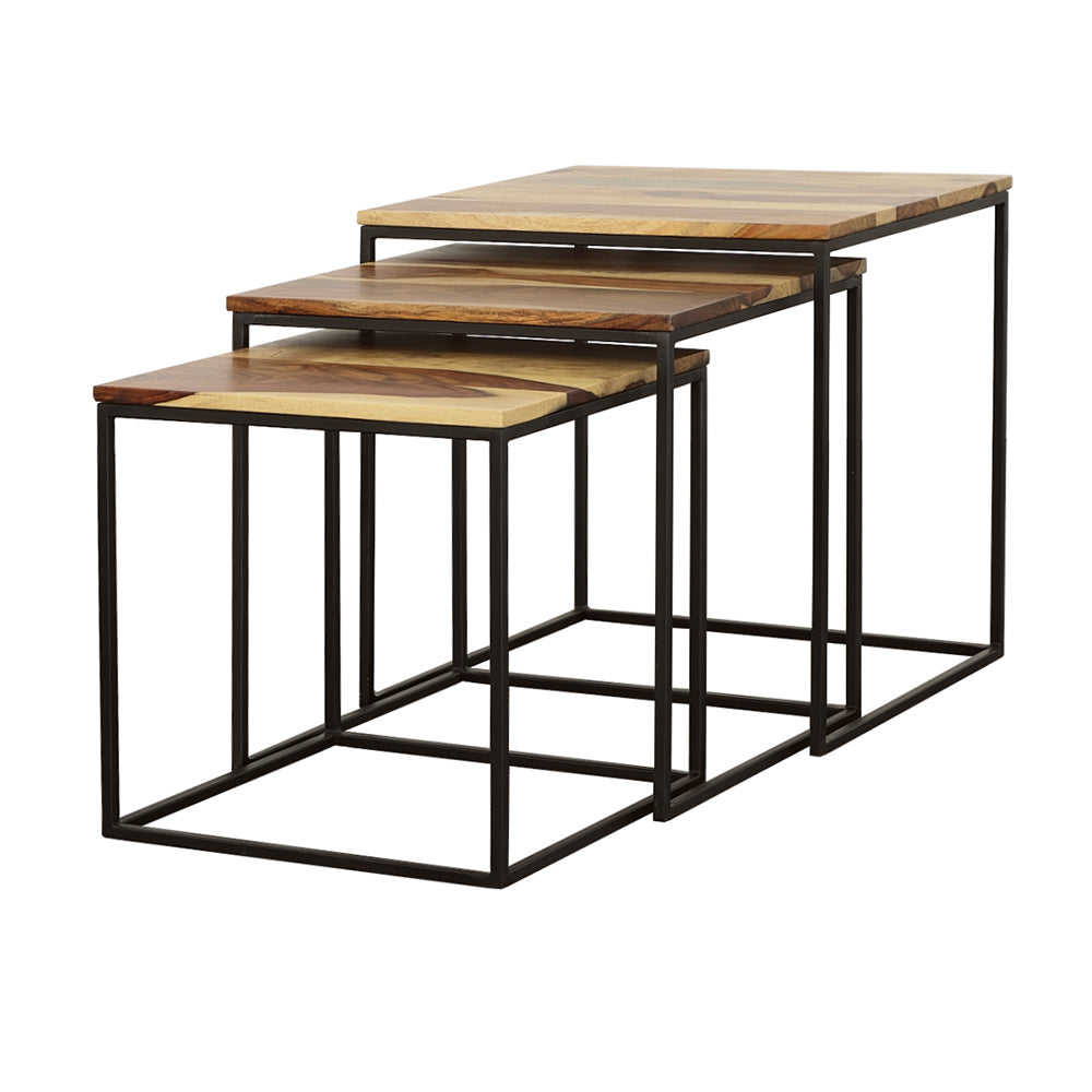 Belcourt 3-piece Square Nesting Tables Natural and Black-CoasterElevations