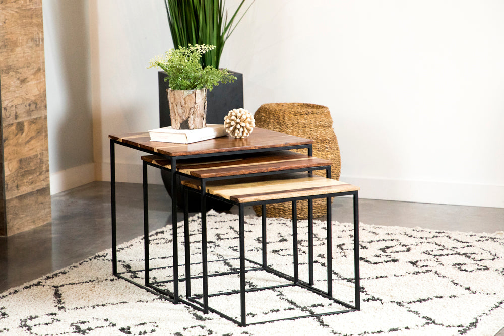 Belcourt 3-piece Square Nesting Tables Natural and Black-CoasterElevations