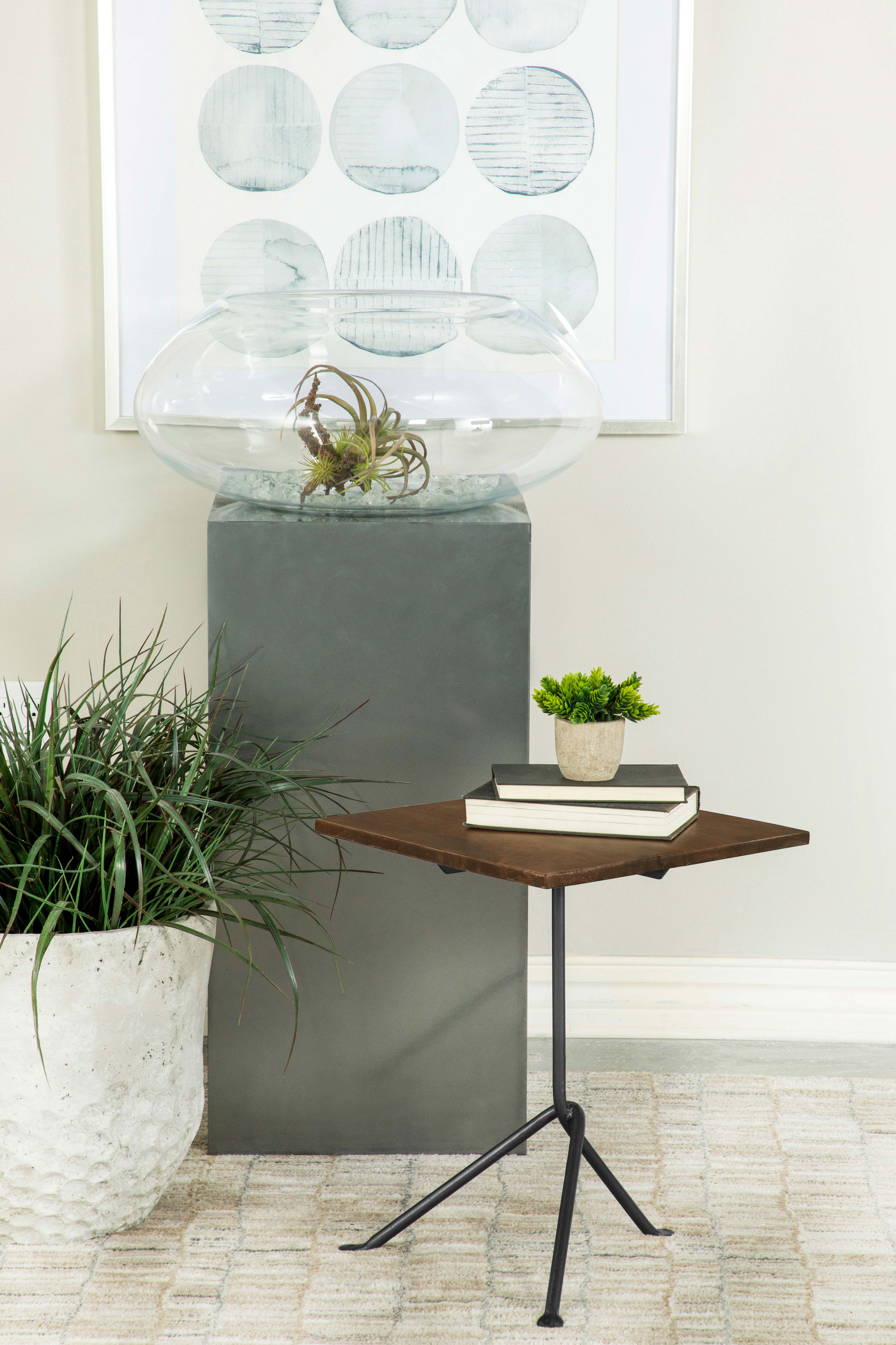 Heitor Square Wood Top Accent Side Table Dark Brown-CoasterEssence
