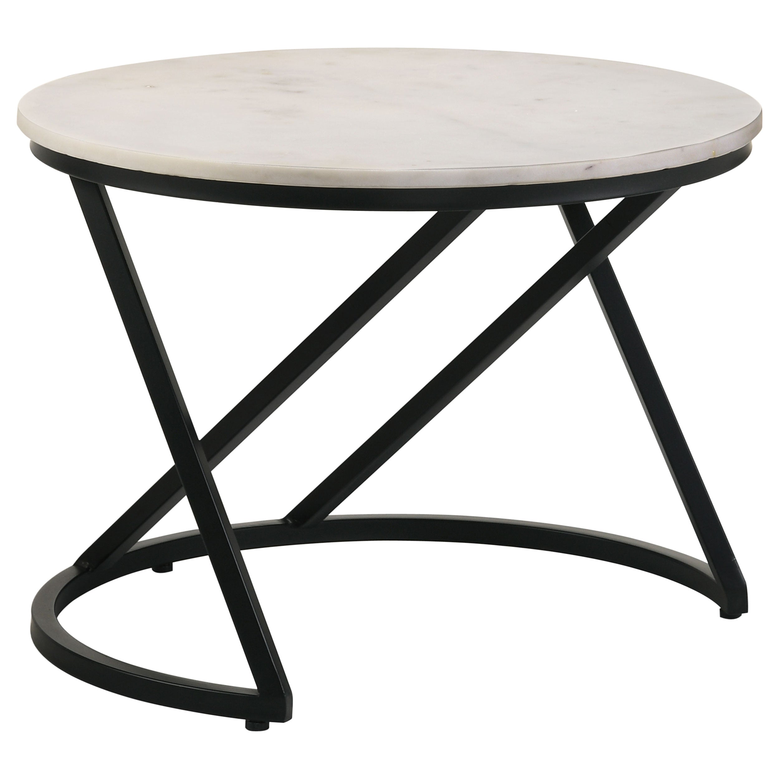 Miguel Round Marble Top Coffee Table White and Black-CoasterEssence