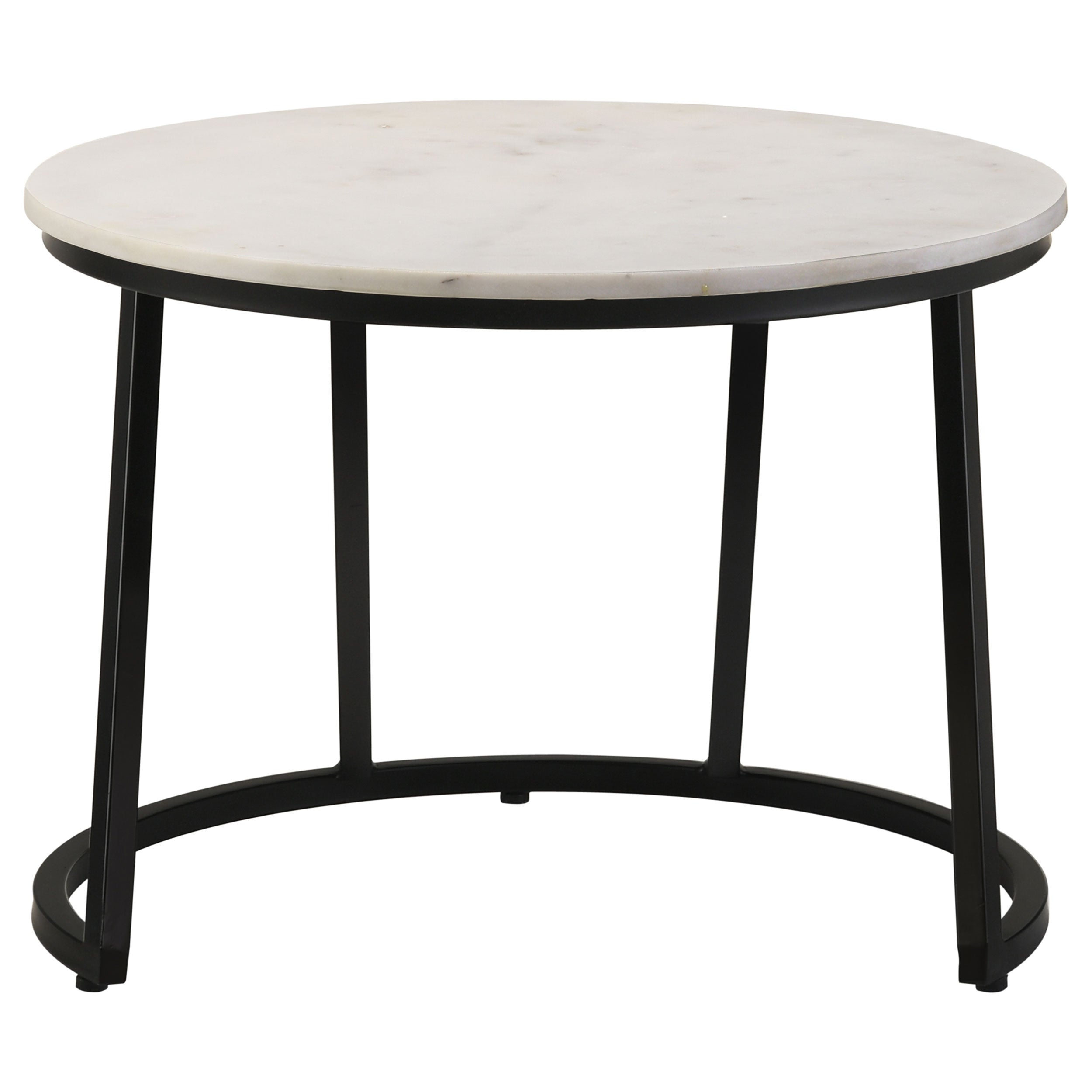 Miguel Round Marble Top Coffee Table White and Black-CoasterEssence
