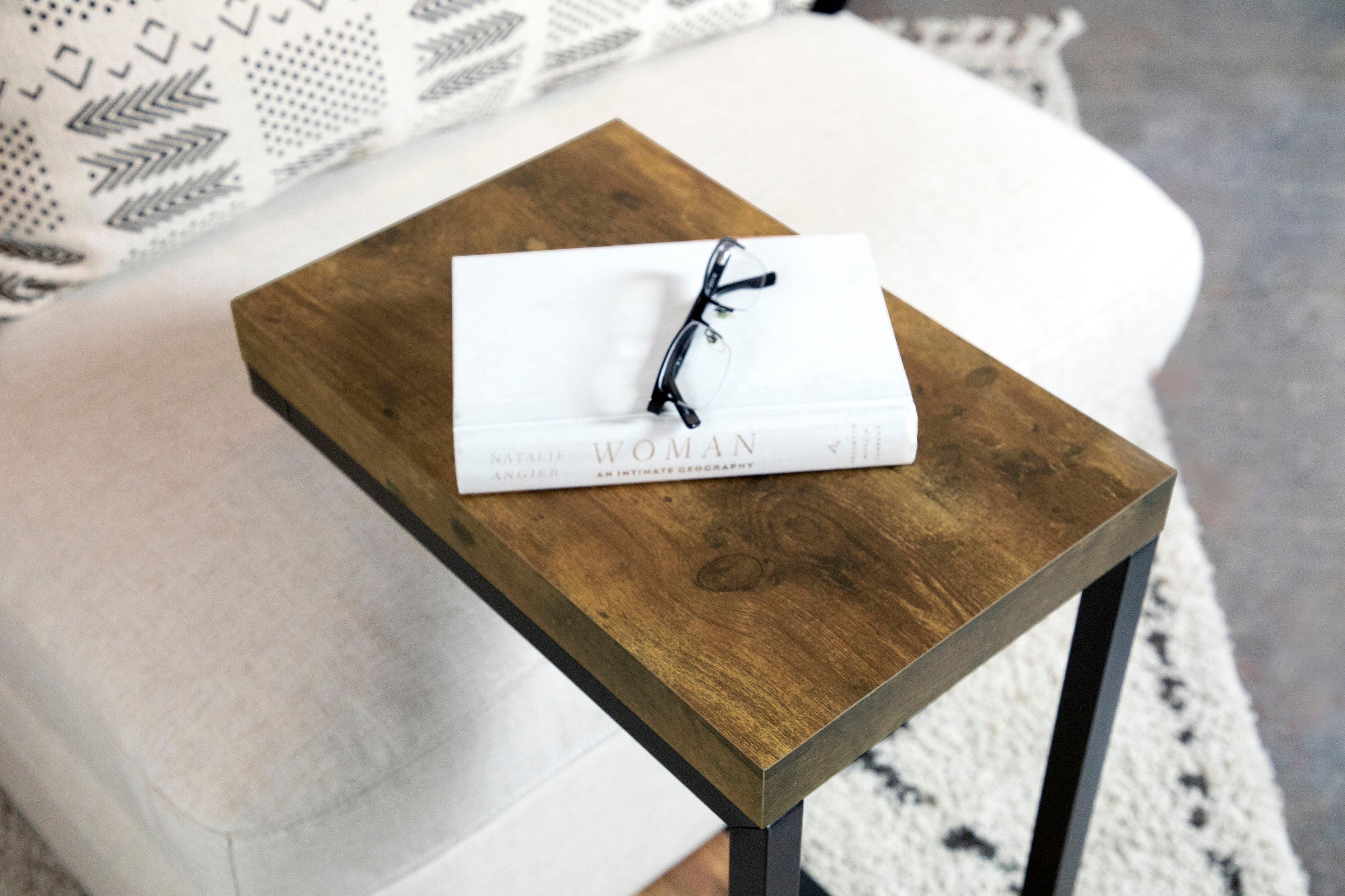 Beck Engineered Wood C-Shape Sofa Side Table Antique Nutmeg-CoasterEveryday