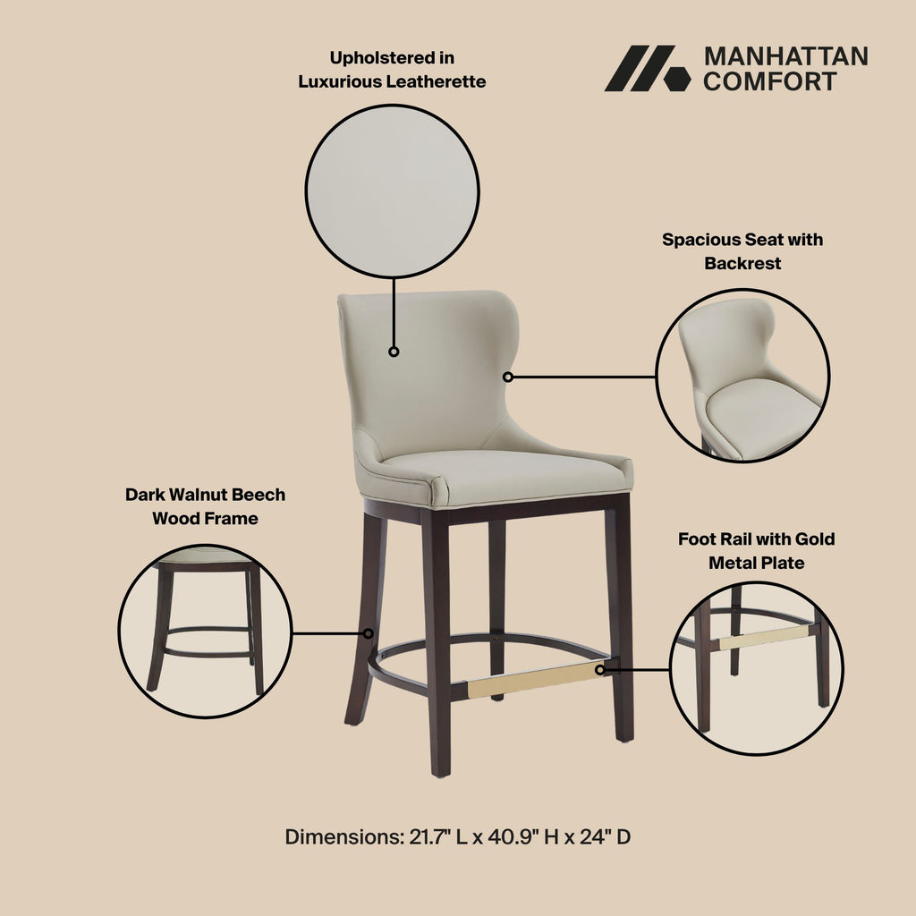 Blair Wood Upholstered Counter Stool in Stone