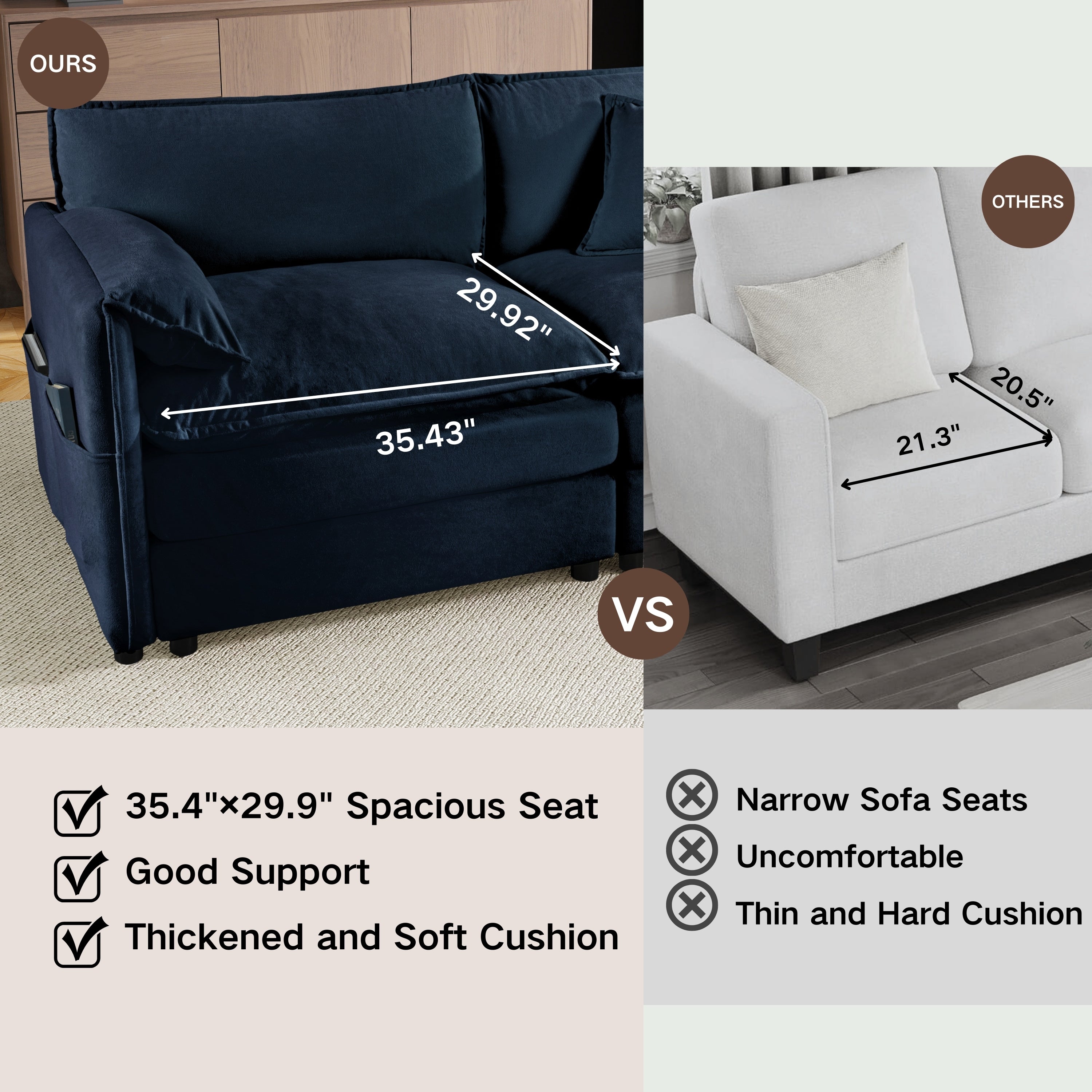 Oversized Chenille Accent Chair Set of 2