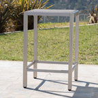 43" Outdoor Aluminum Frame Bar Table with PE Rattan Table Top