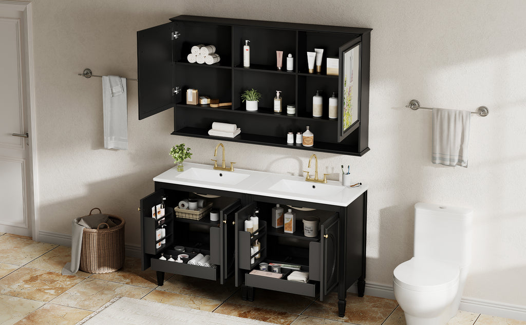 60" Double Sink Bathroom Vanity Set with Tall