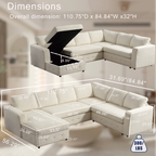 110.75" Modern U Shaped Sectional Sofa