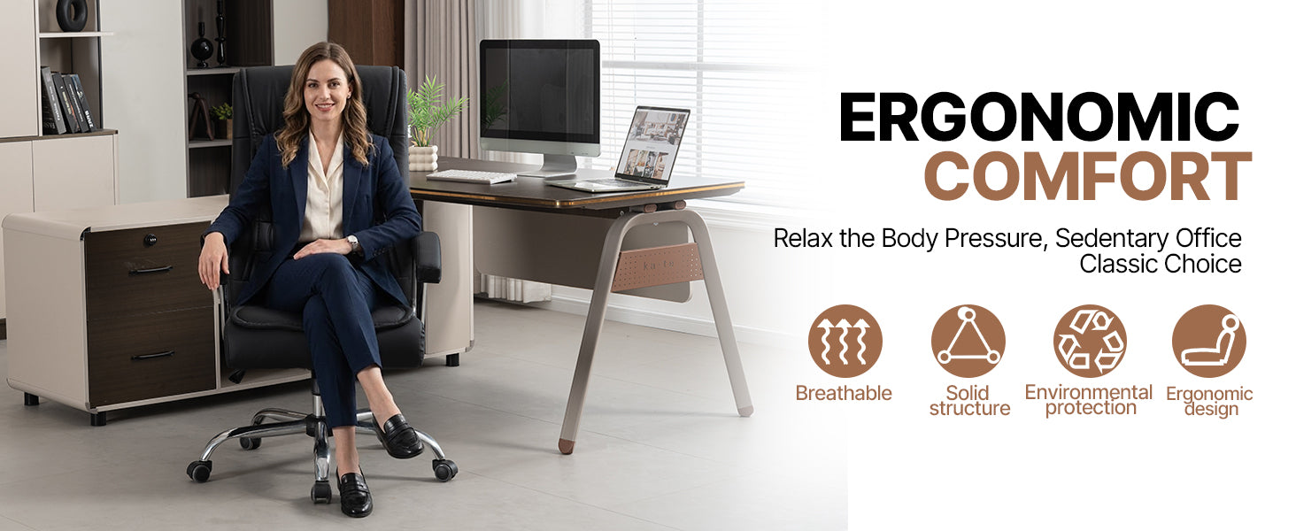 Executive Office Chair - High Back PU Leather Desk Chair