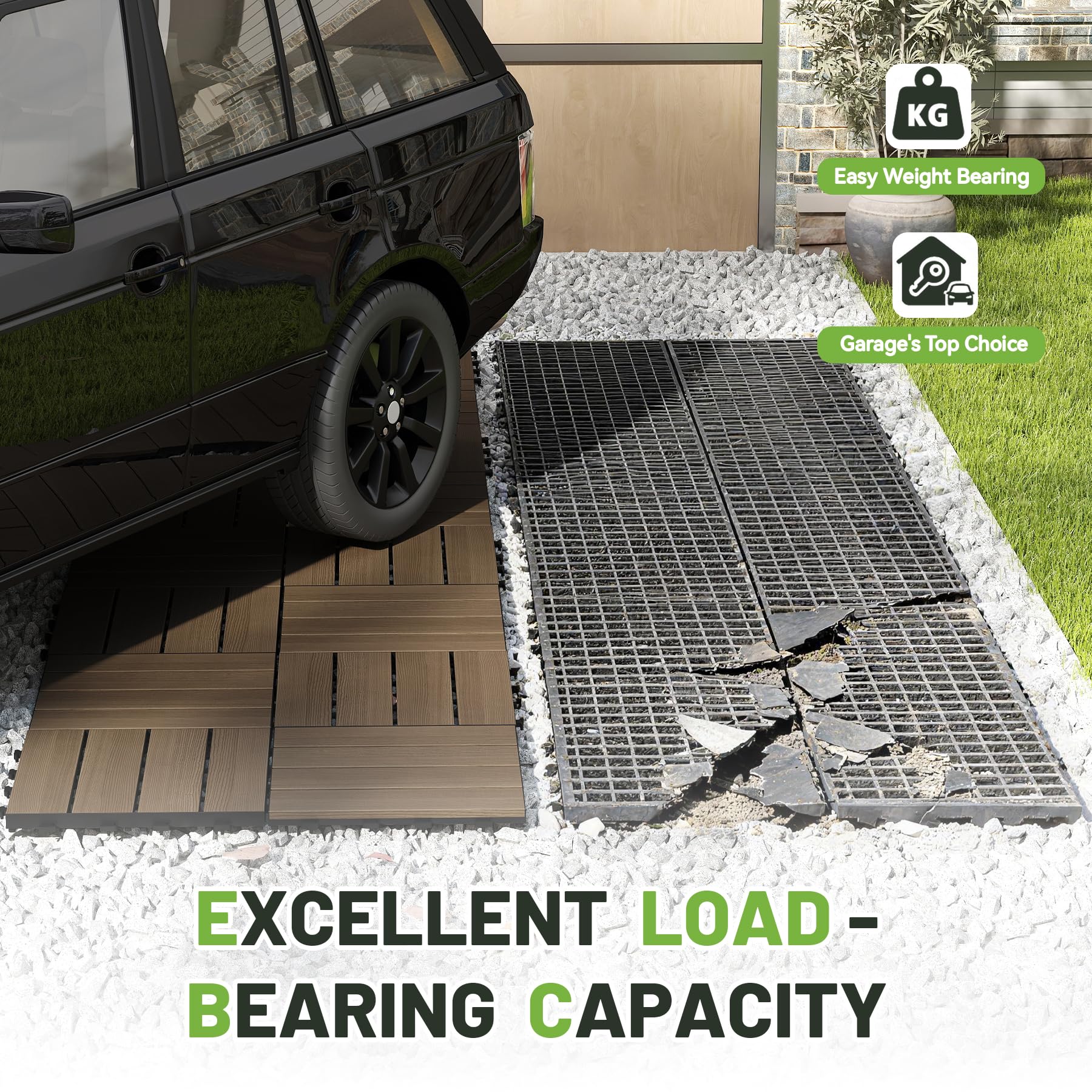 36 Pcs Interlocking Deck Tiles - Outdoor Waterproof Flooring