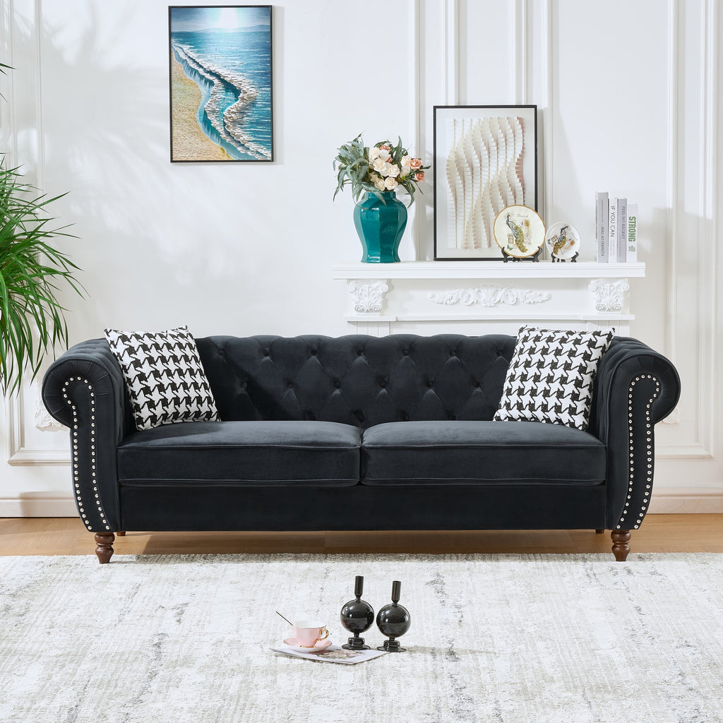 3+3 Seater Chesterfield Velvet Upholstered Sofa