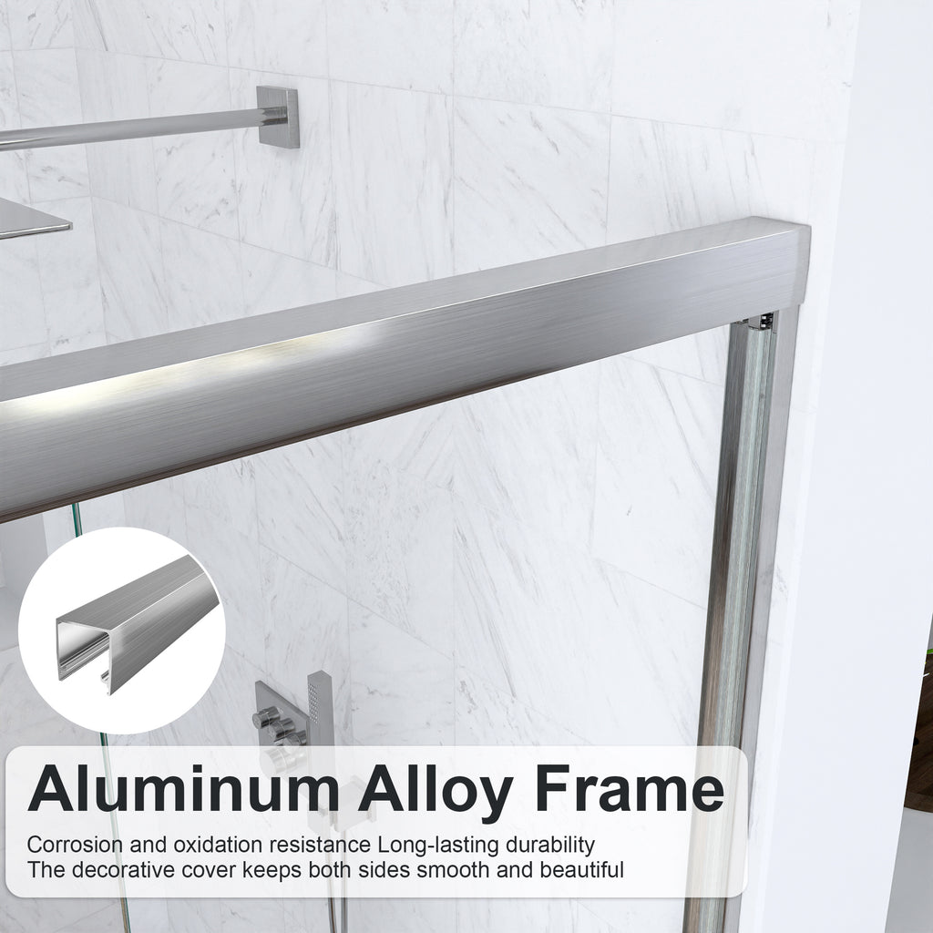 56"-60"W Semi-Frameless Double Sliding Shower Door