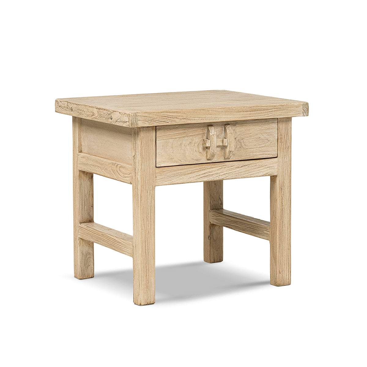 Rowan 22" Elm Wood Side Table with Drawer Light