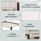 Boucle Cal King Bed Frame with Cube Headboard
