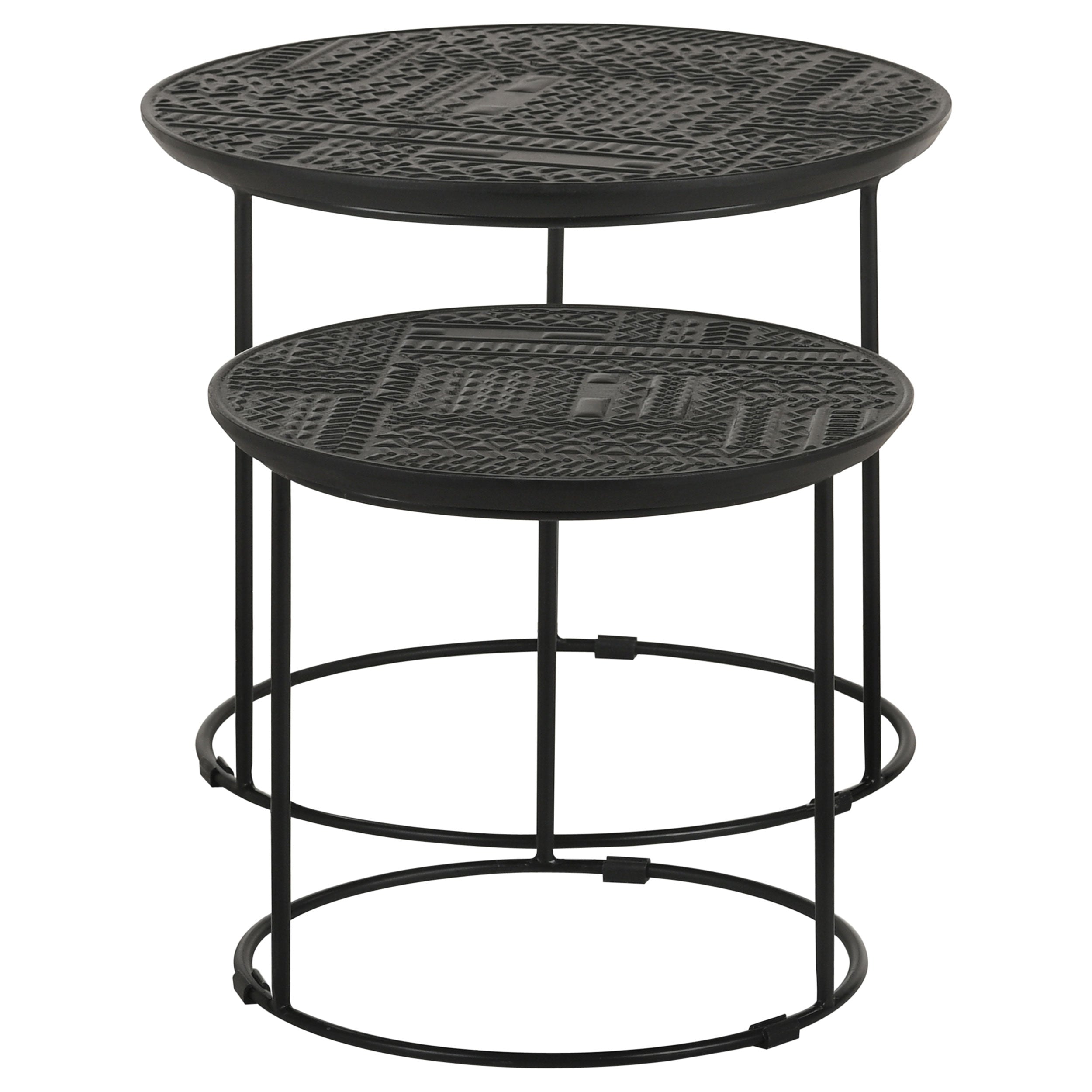 Loannis 2-piece Round Mango Wood Nesting Table Matte Black-CoasterEssence