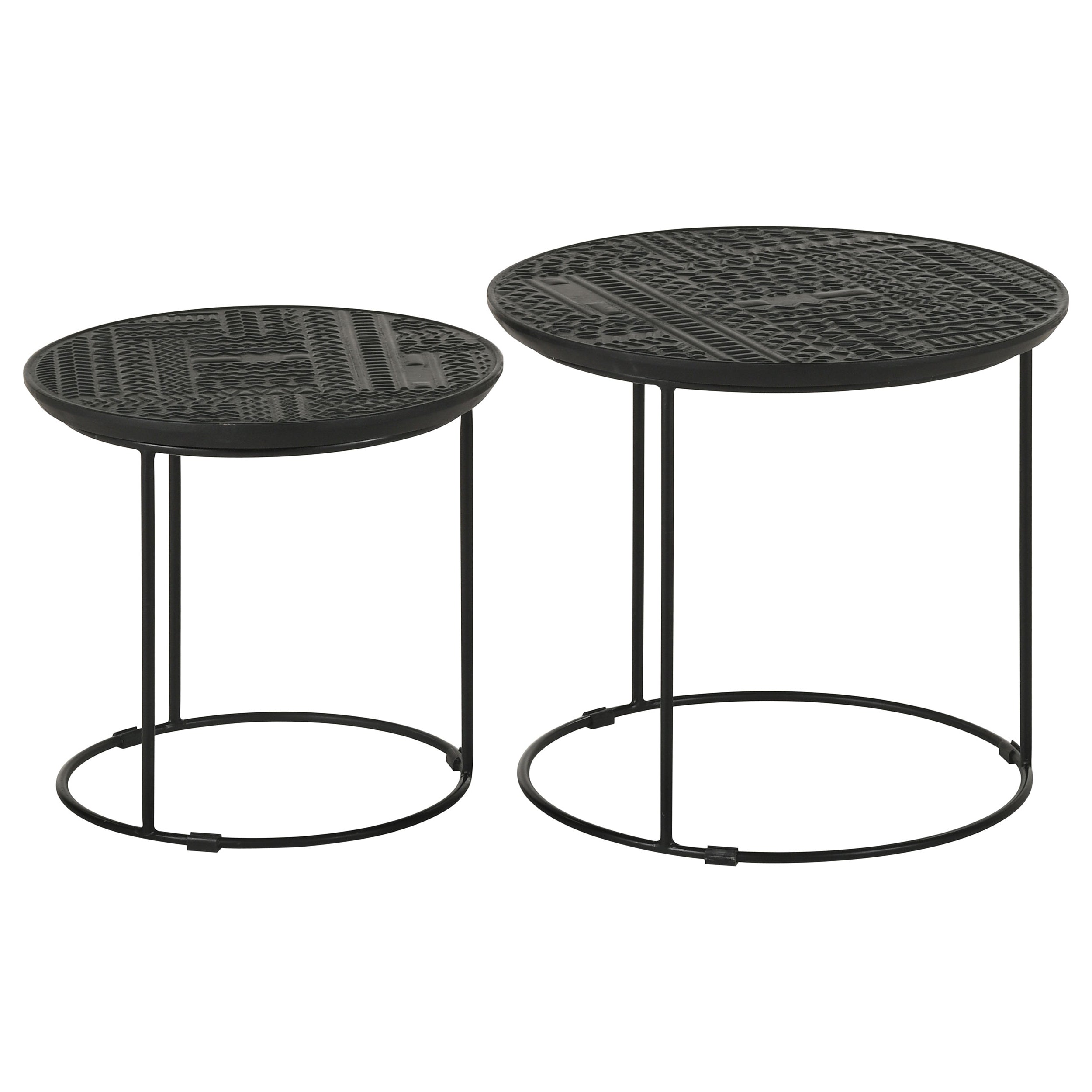 Loannis 2-piece Round Mango Wood Nesting Table Matte Black-CoasterEssence