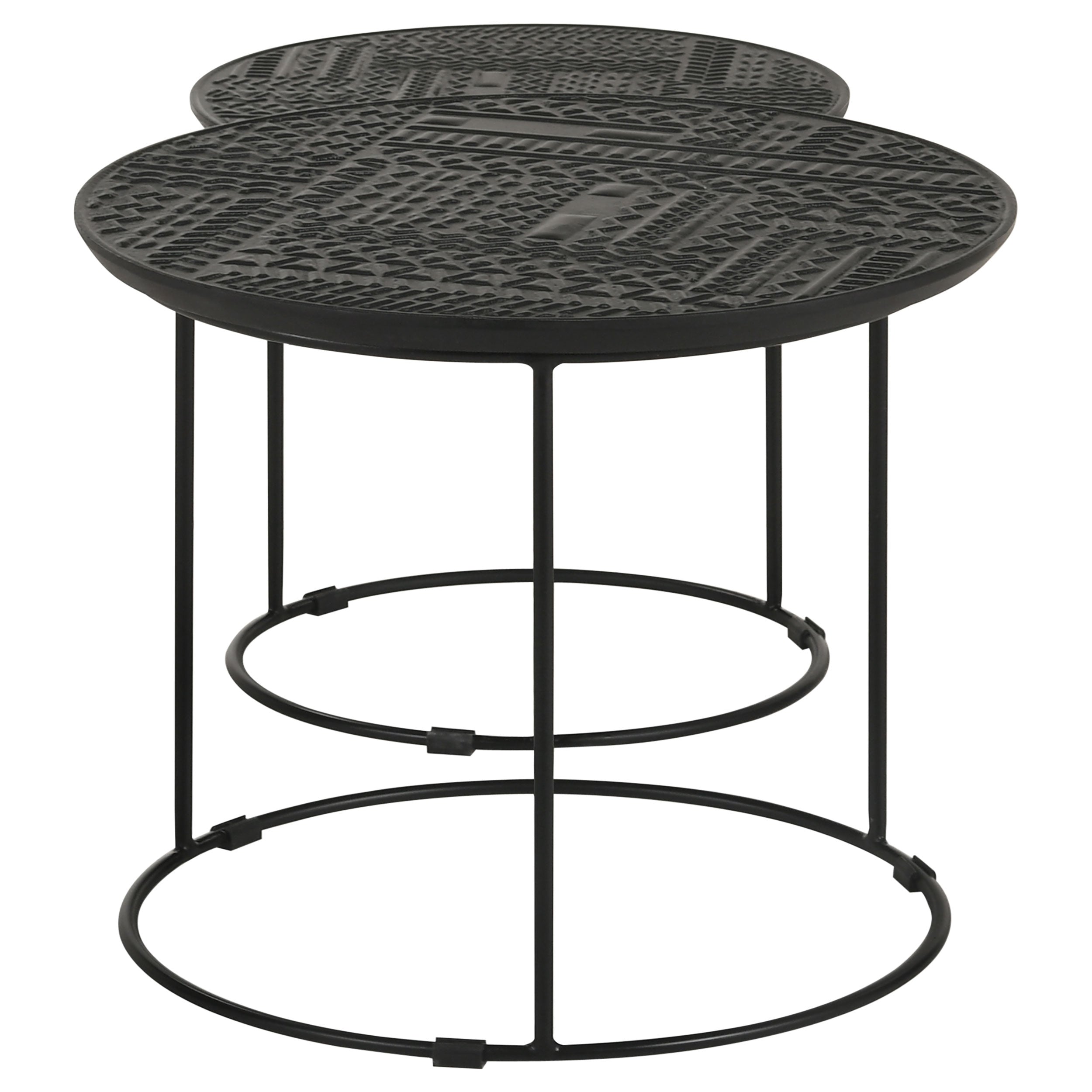 Loannis 2-piece Round Mango Wood Nesting Table Matte Black-CoasterEssence