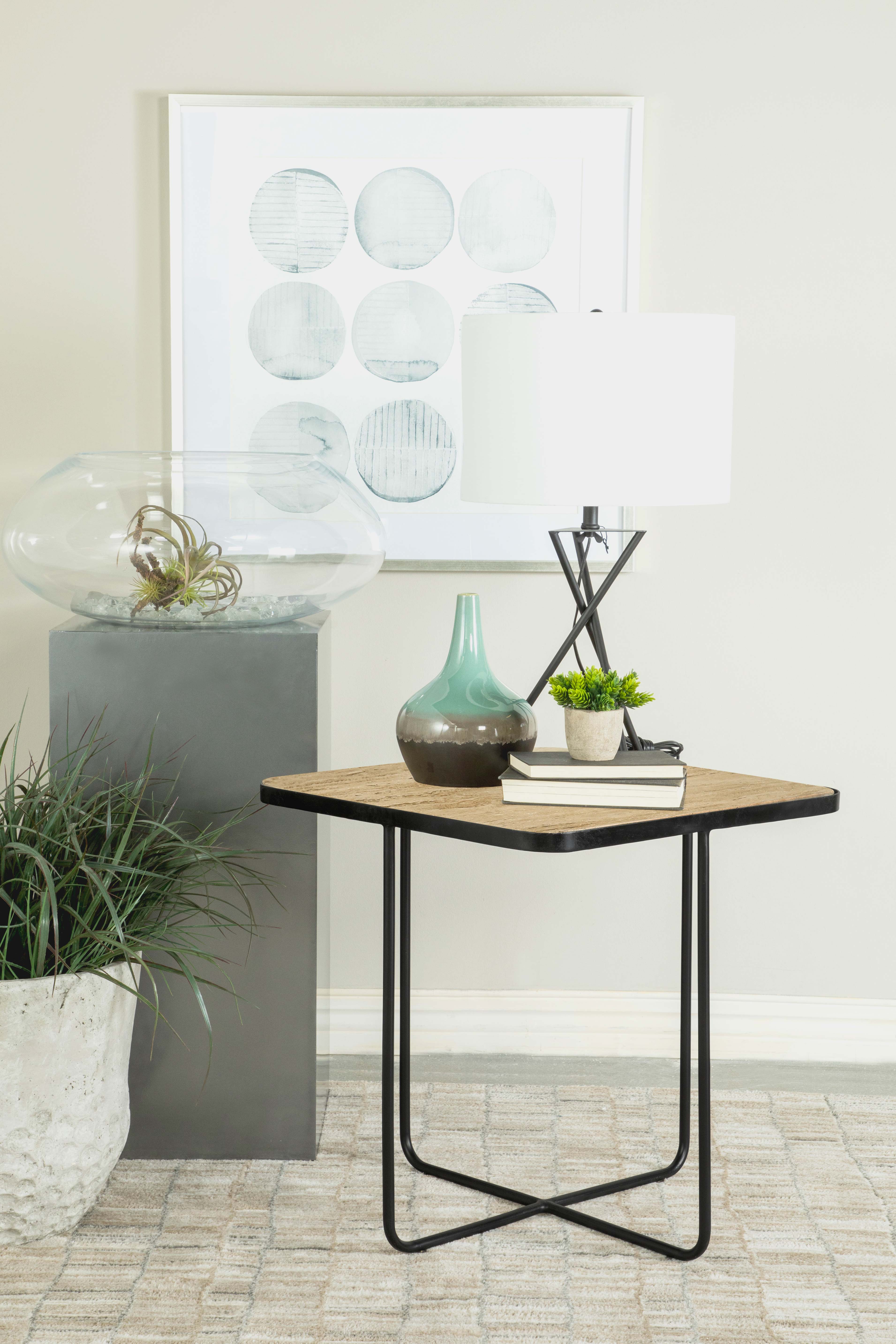 Elyna Square Stone Top Accent Side Table Beige-CoasterEssence