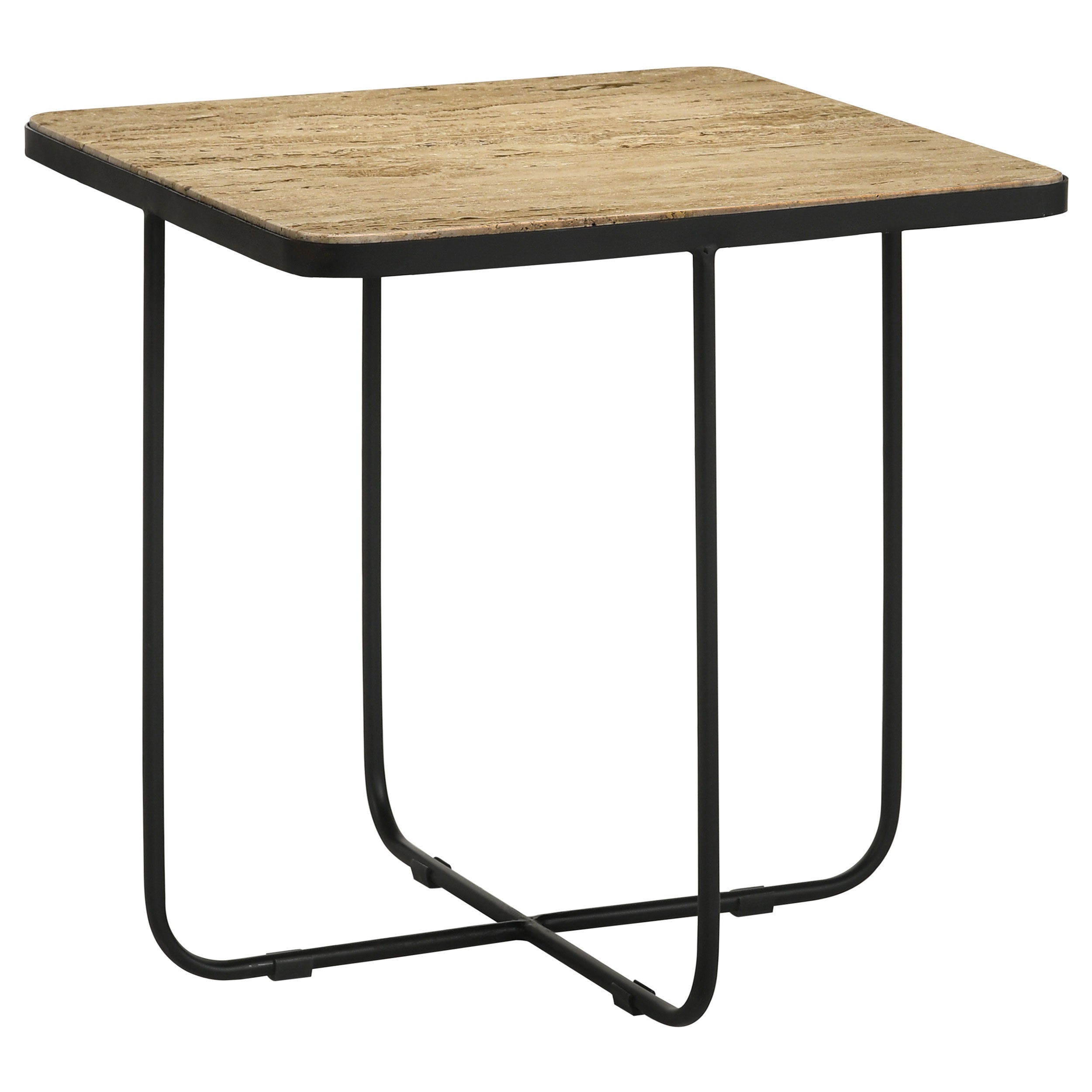 Elyna Square Stone Top Accent Side Table Beige-CoasterEssence