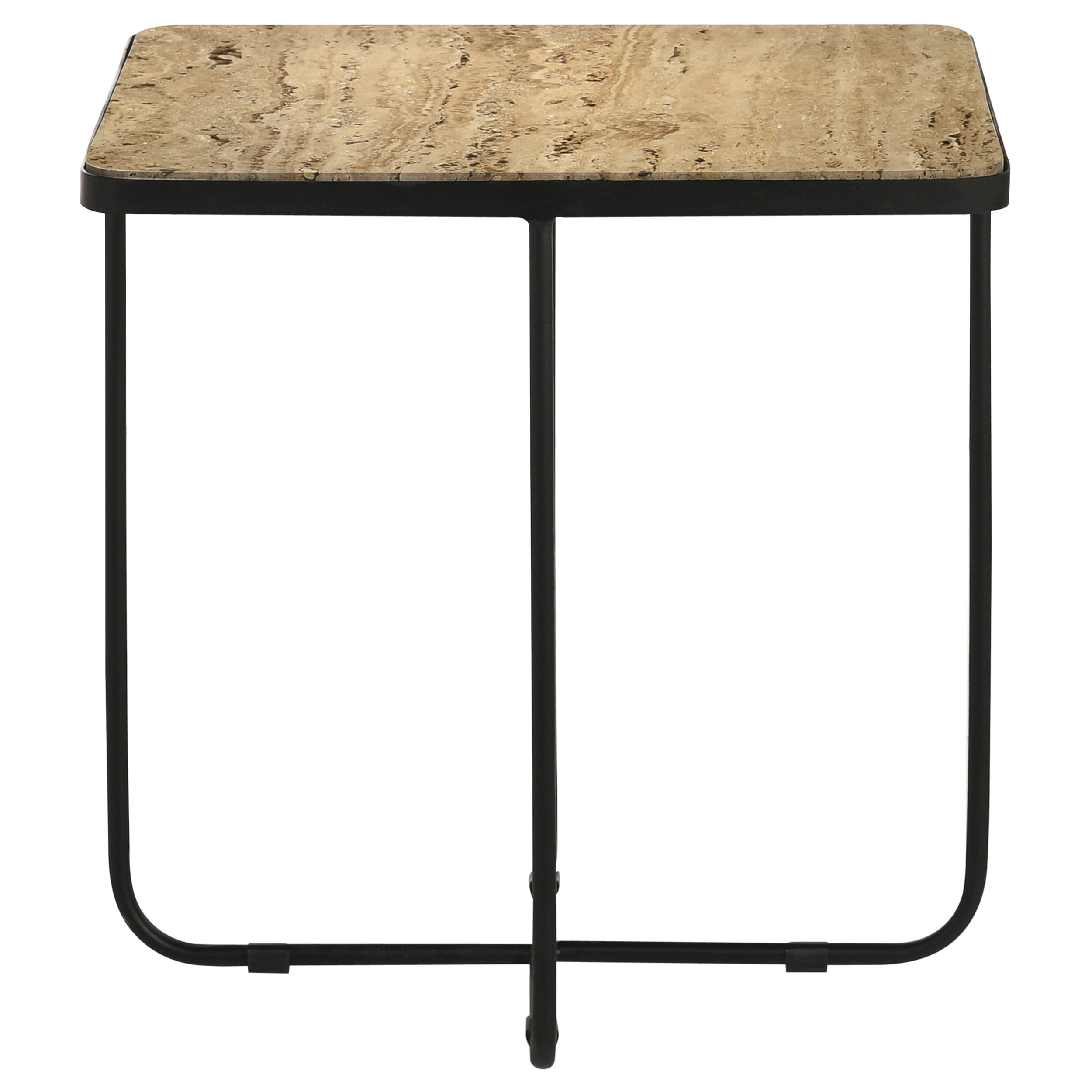 Elyna Square Stone Top Accent Side Table Beige-CoasterEssence