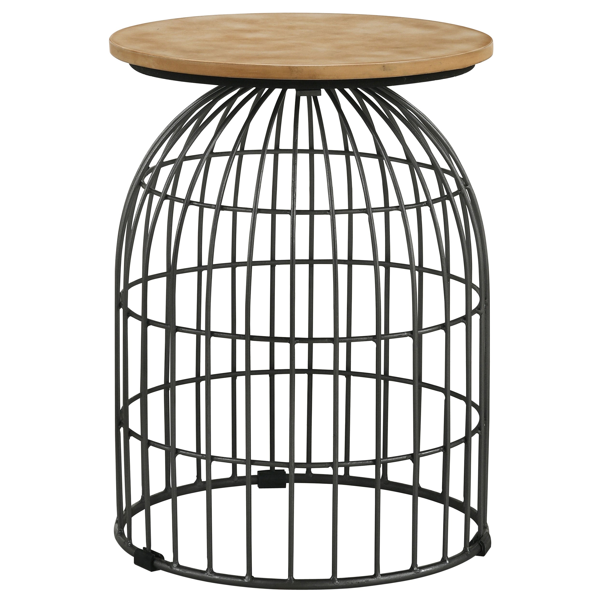 Bernardo Round Wire Frame Side Table Natural and Gunmetal-CoasterEssence