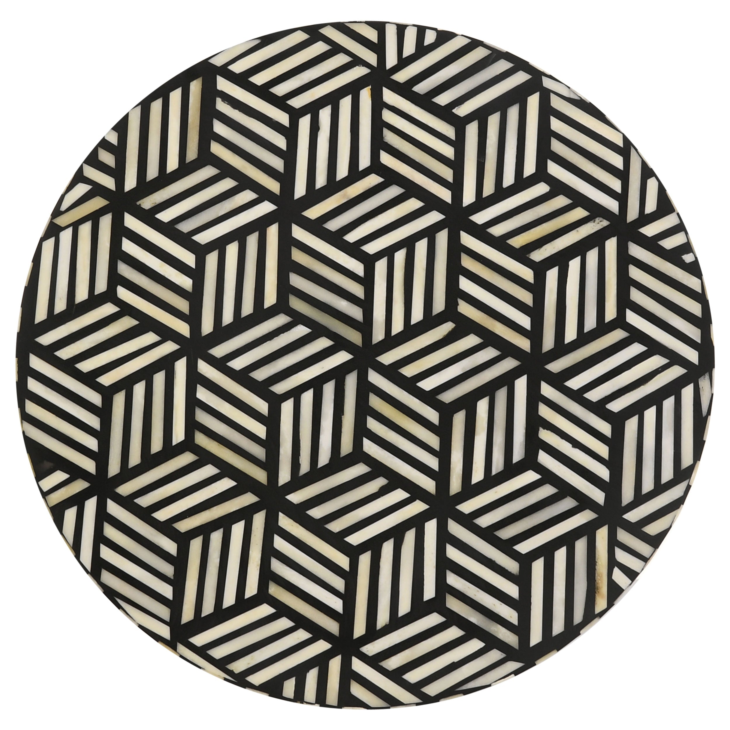Xenia Round Bone Inlay Accent Side Table White and Gold-CoasterEssence