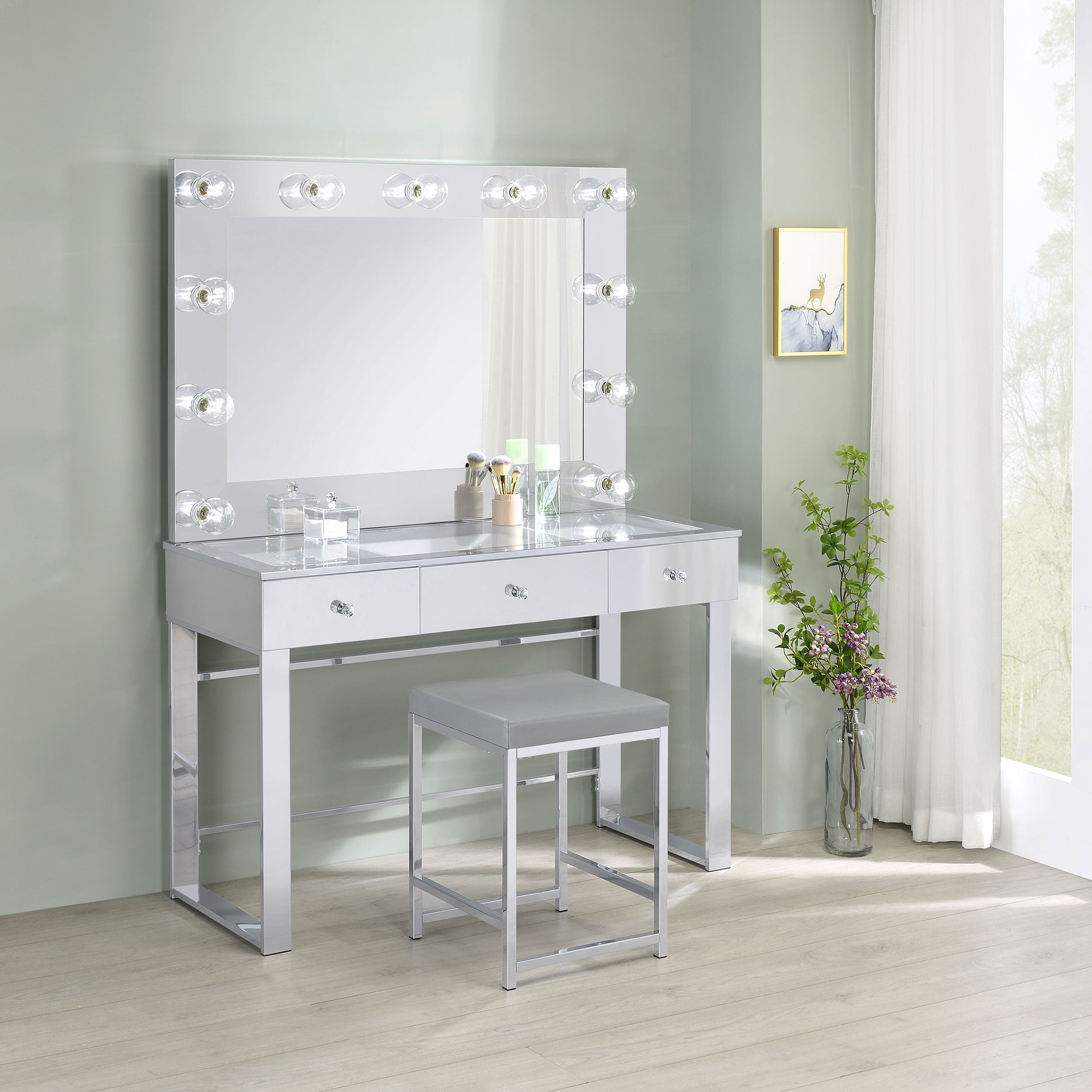 Umbridge Upholstered Square Padded Cushion Vanity Stool-CoasterEssence