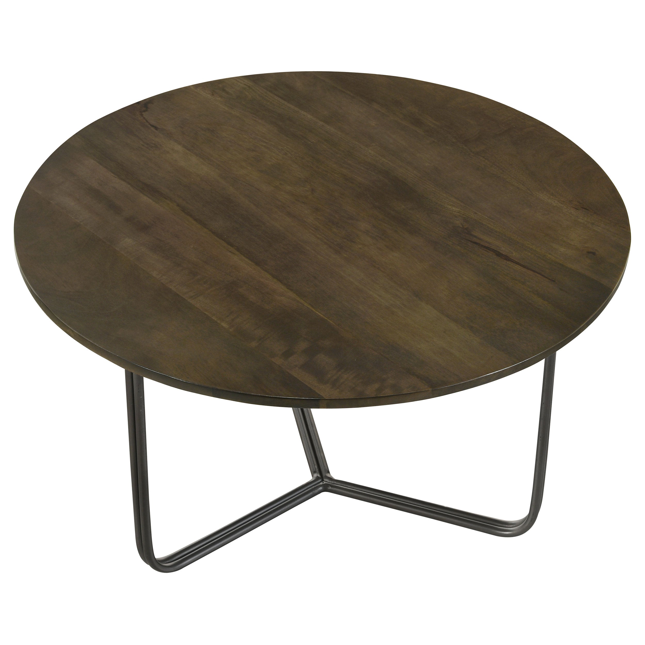 Yaritza Round Mango Wood Coffee Table Natural and Gunmetal-CoasterEssence