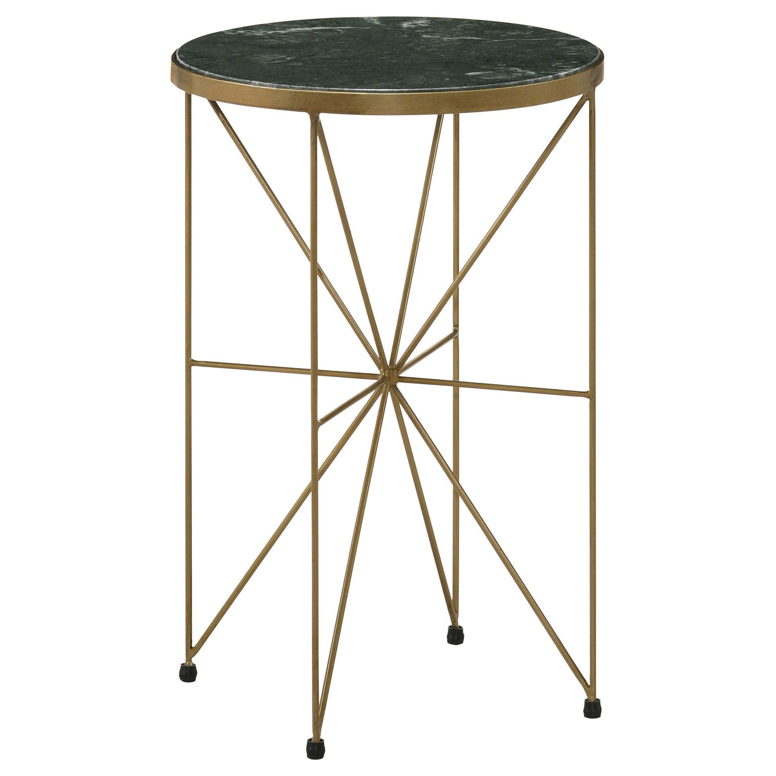 Eliska Round Green Marble Top Accent Side Table Antique Gold-CoasterEssence