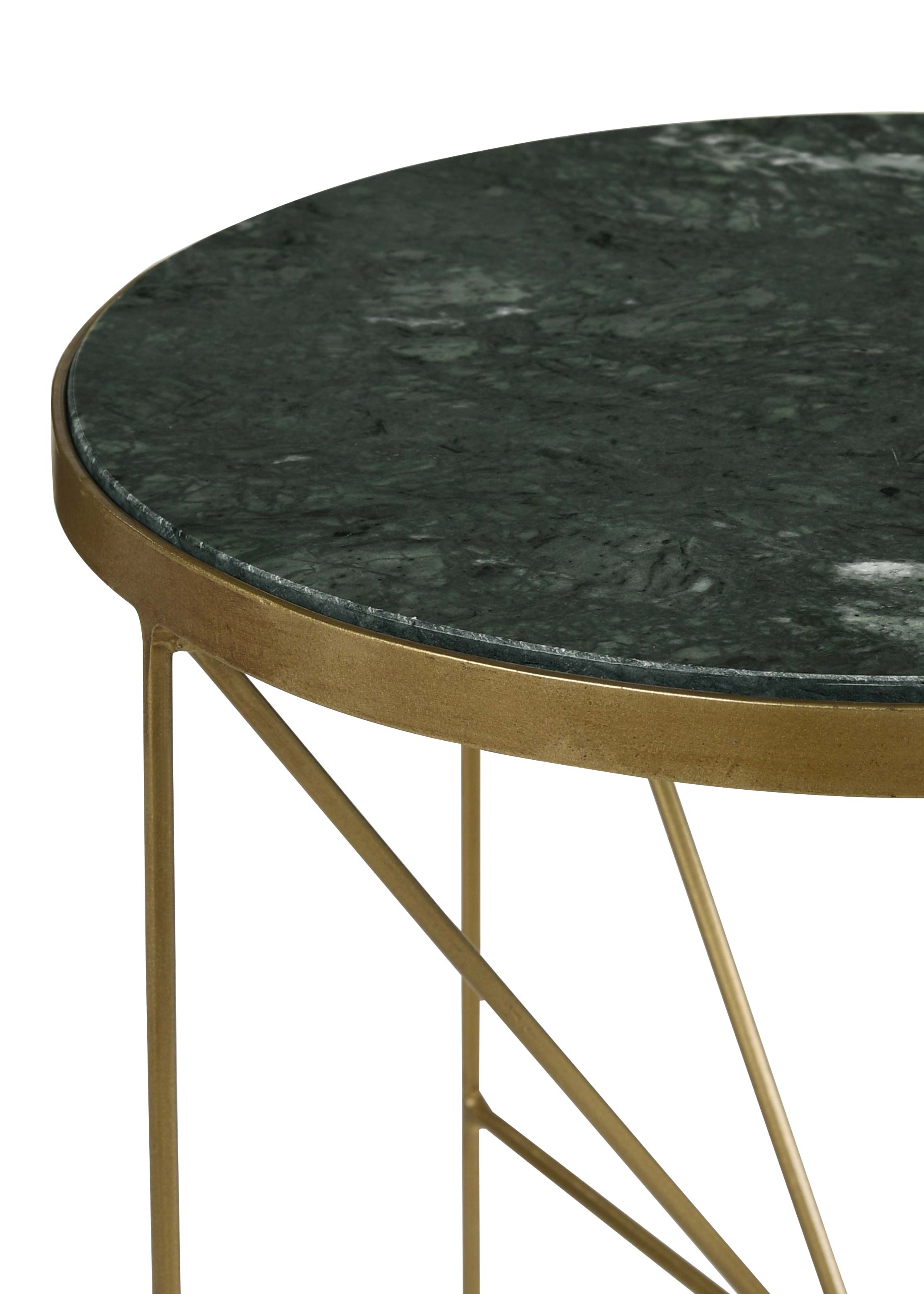 Eliska Round Green Marble Top Accent Side Table Antique Gold-CoasterEssence