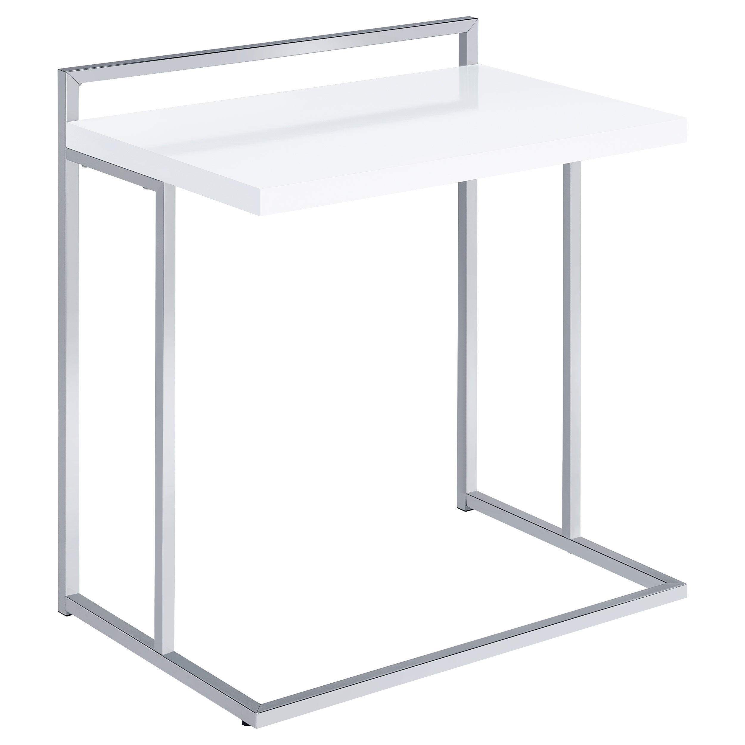 Dani Rectangular C-Shaped Sofa Side Table White High Gloss-CoasterEveryday