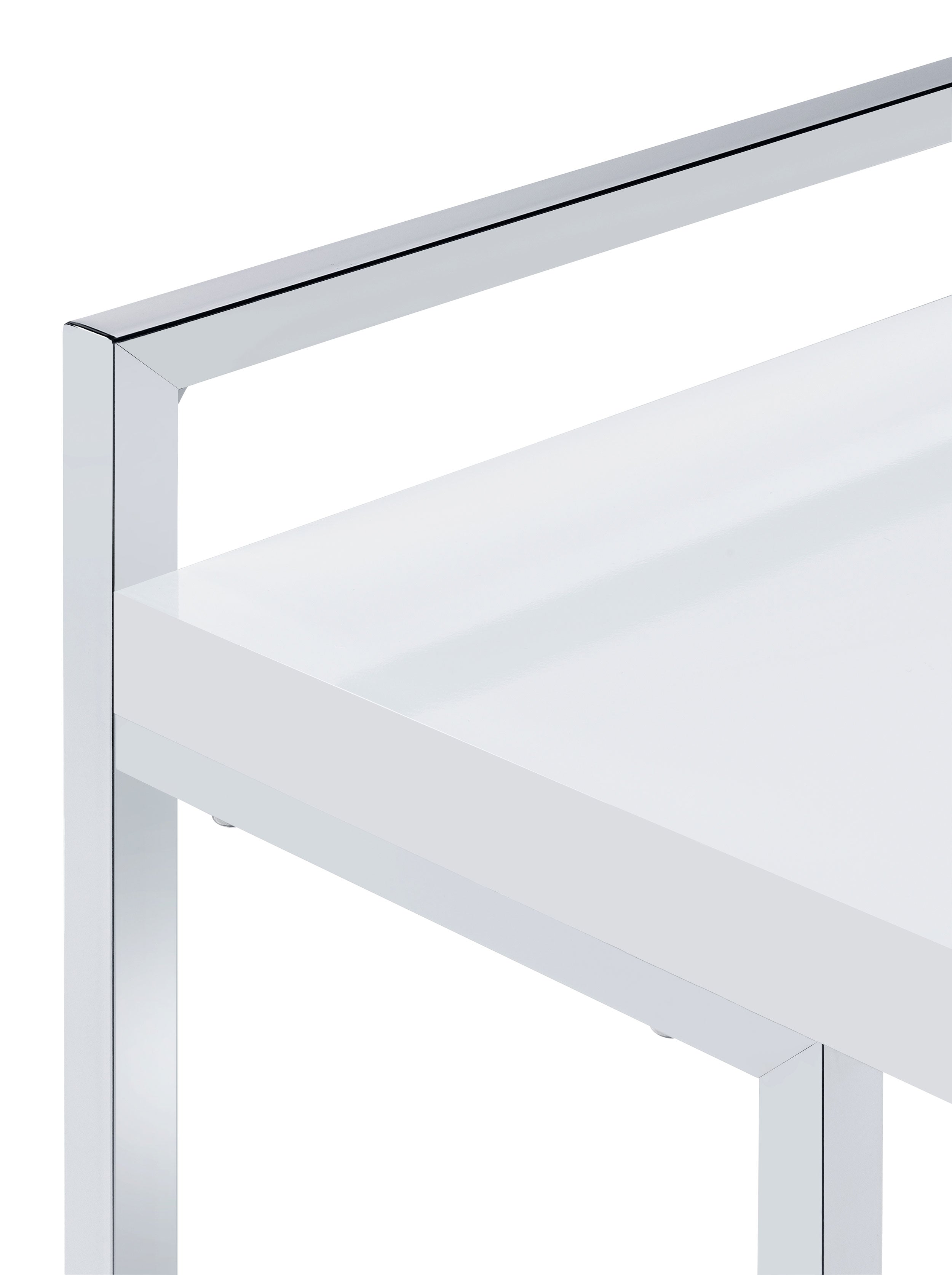 Dani Rectangular C-Shaped Sofa Side Table White High Gloss-CoasterEveryday