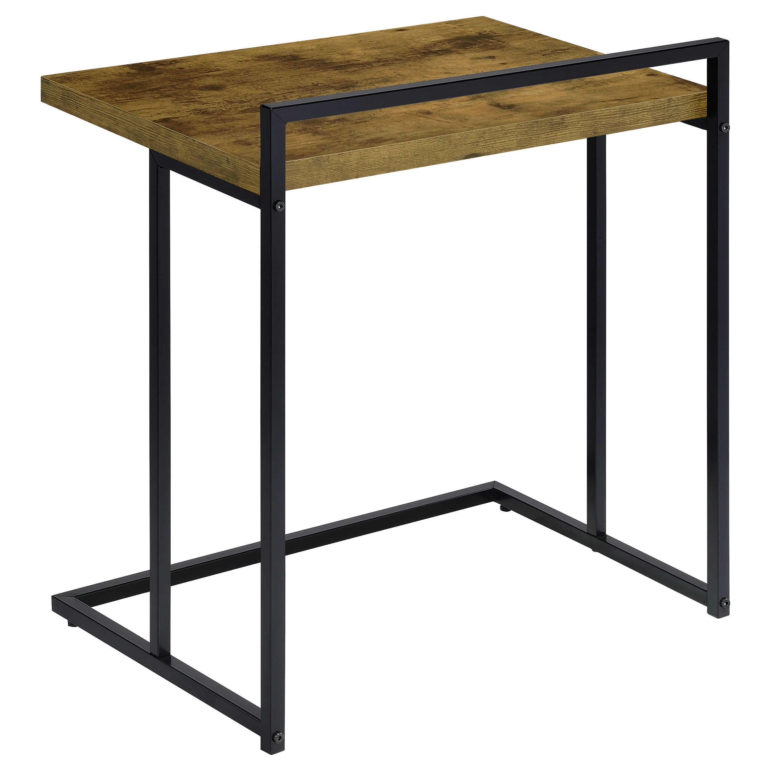 Dani Rectangular C-Shaped Sofa Side Table Rustic Nutmeg-CoasterEveryday