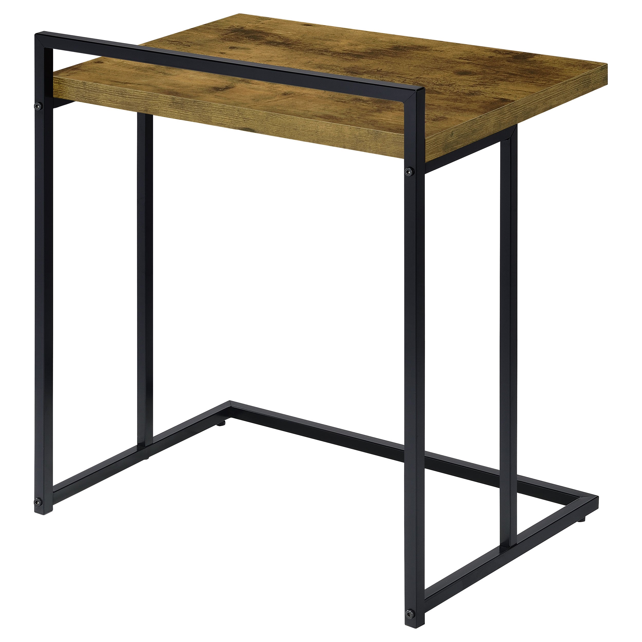 Dani Rectangular C-Shaped Sofa Side Table Rustic Nutmeg-CoasterEveryday