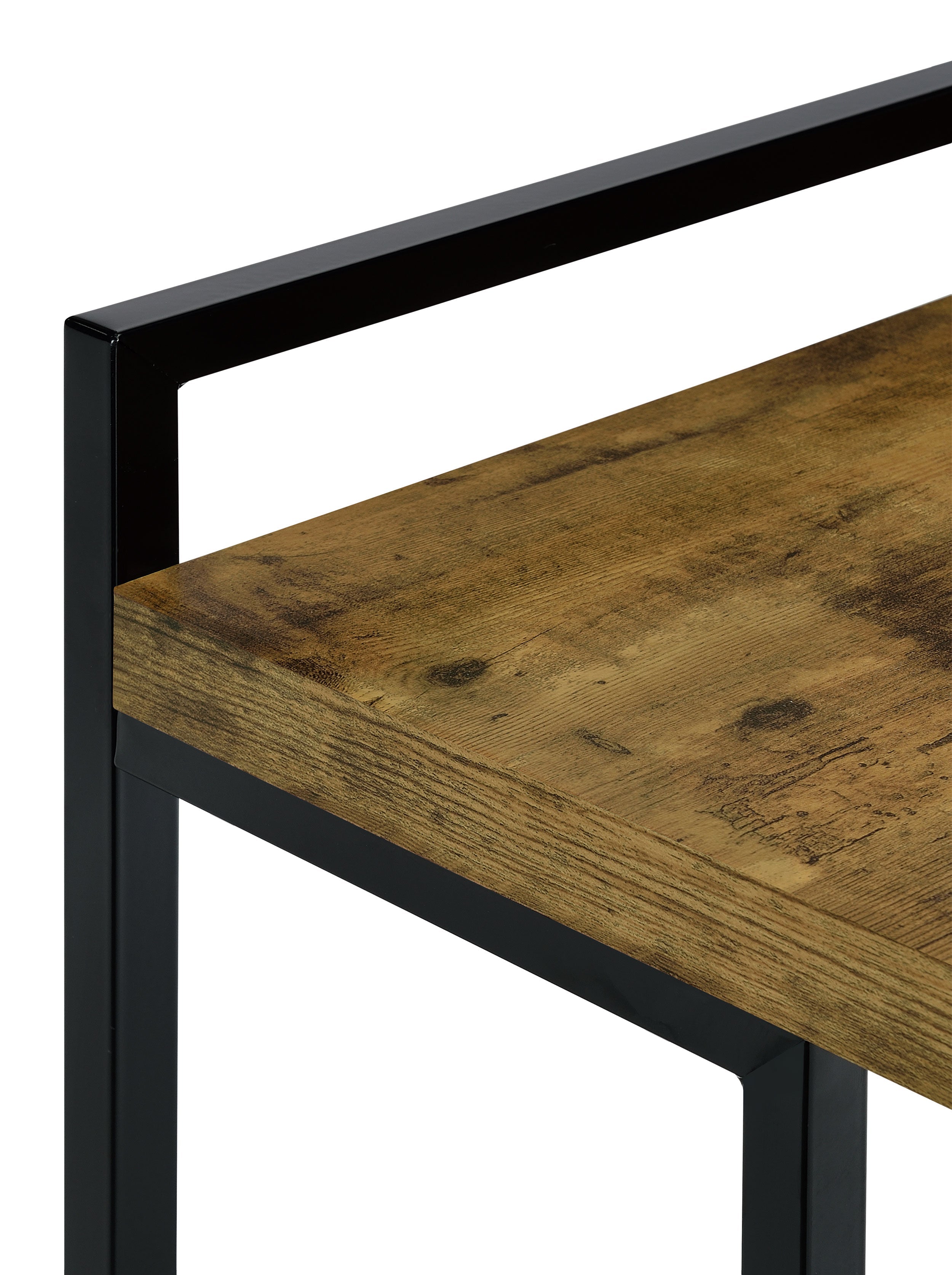 Dani Rectangular C-Shaped Sofa Side Table Rustic Nutmeg-CoasterEveryday