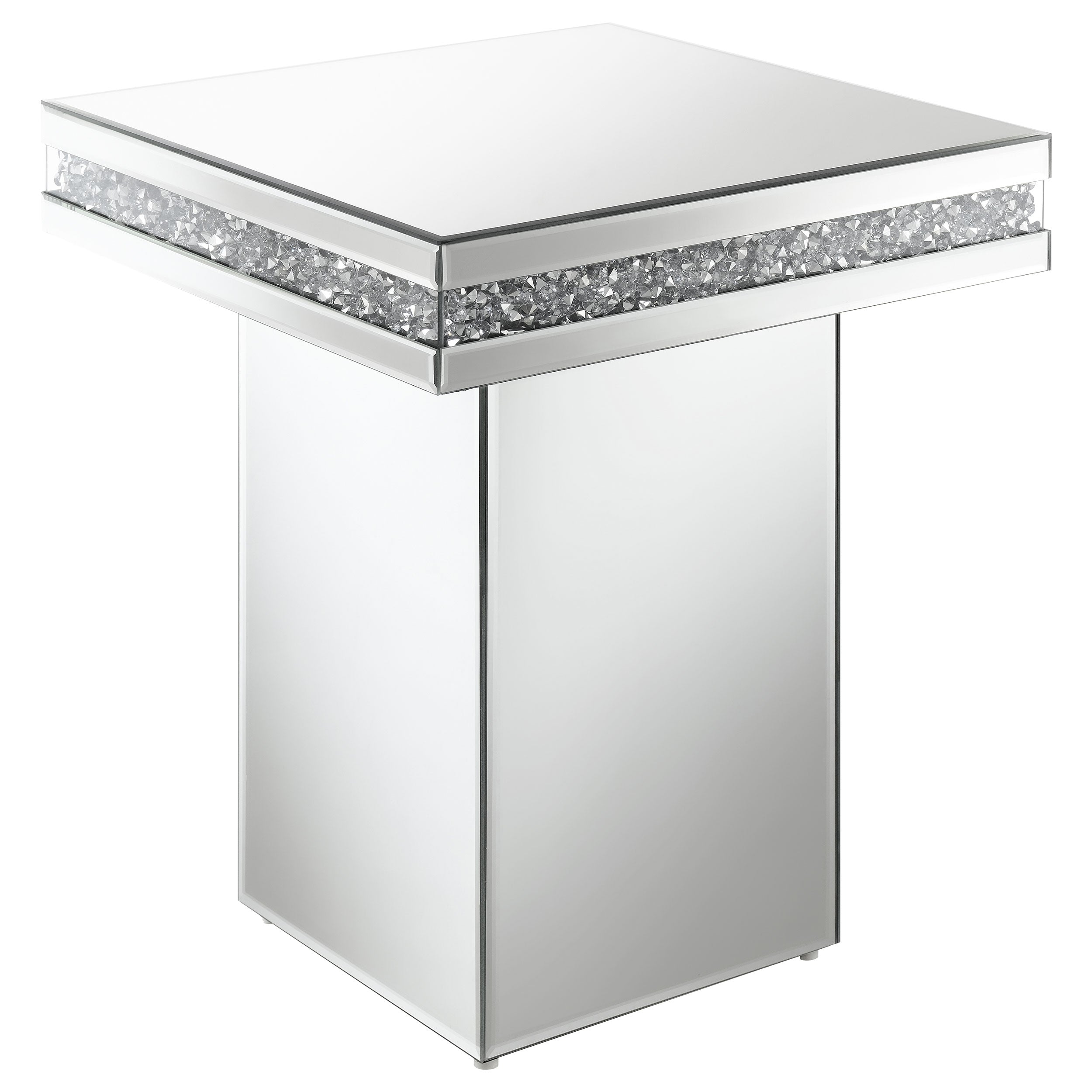 Elora Square Mirrored Accent Side Table Silver-CoasterElevations