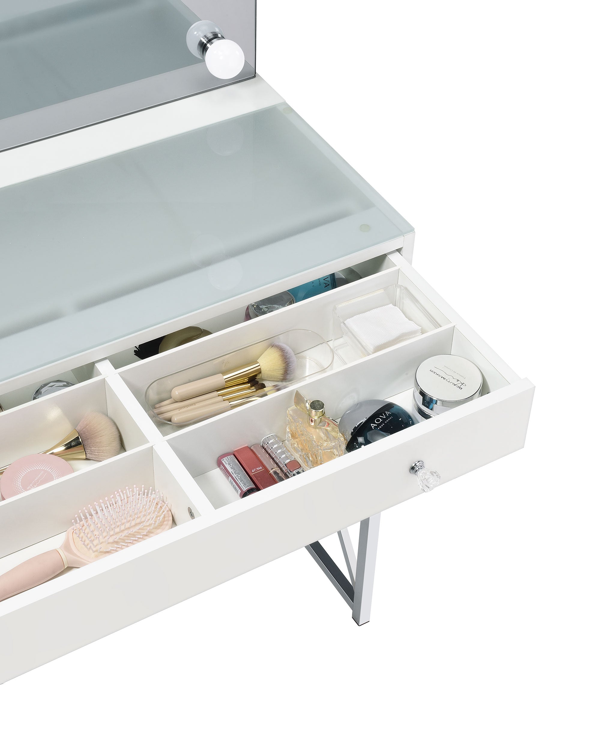 Eliza Vanity Set with Lighting & Stool White and Chrome-
