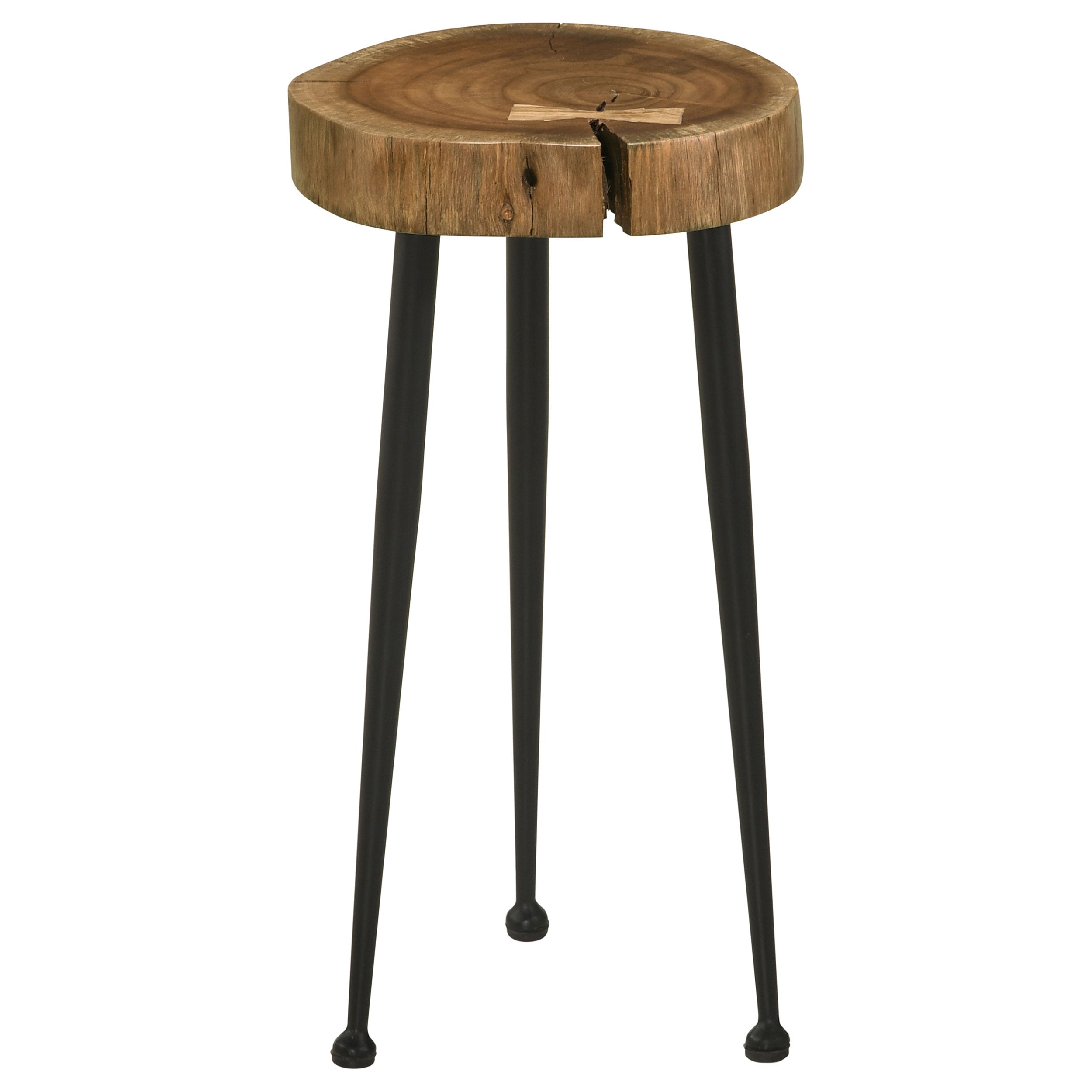 Keith Round Solid Tree Trunk Side Table Natural and Black-