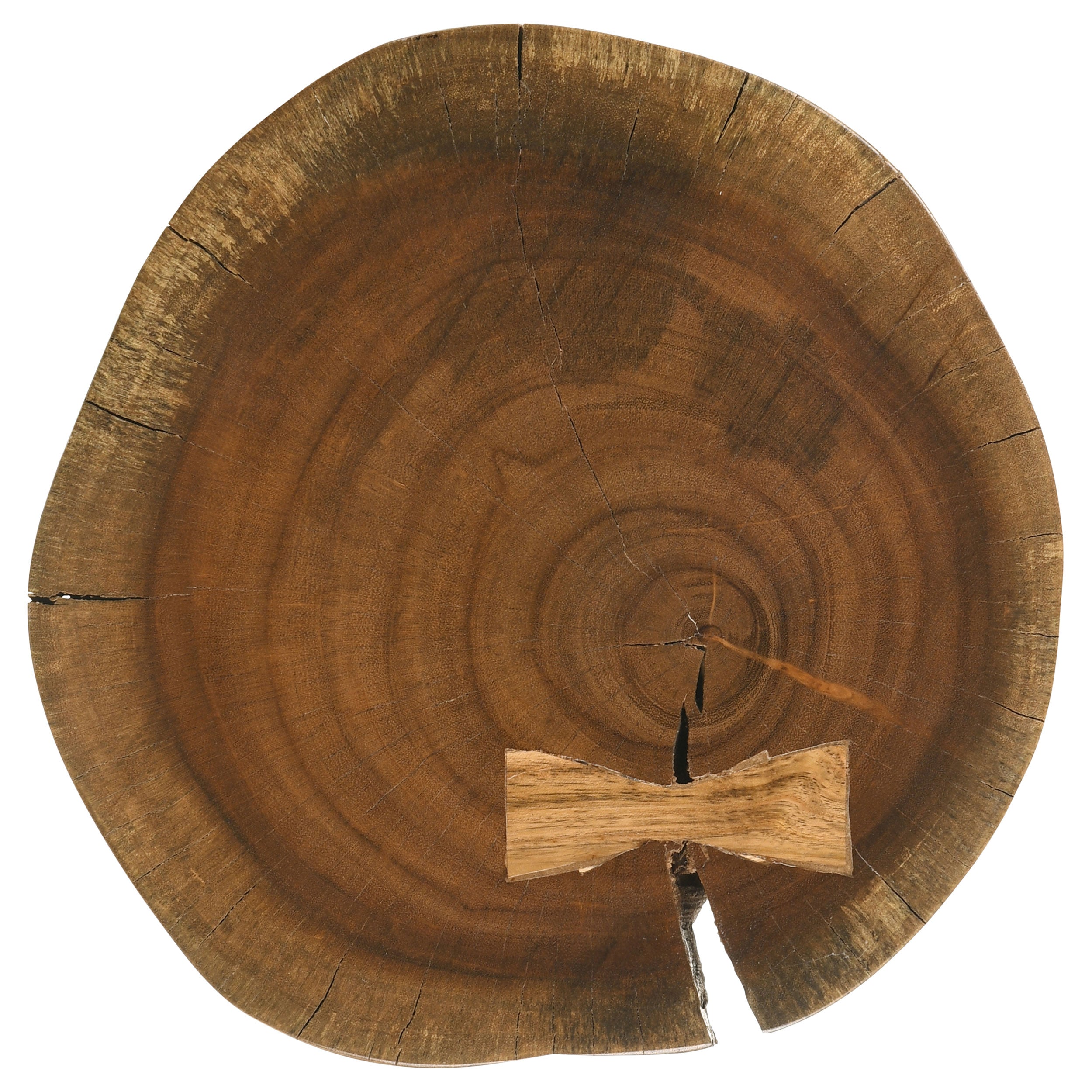 Keith Round Solid Tree Trunk Side Table Natural and Black-