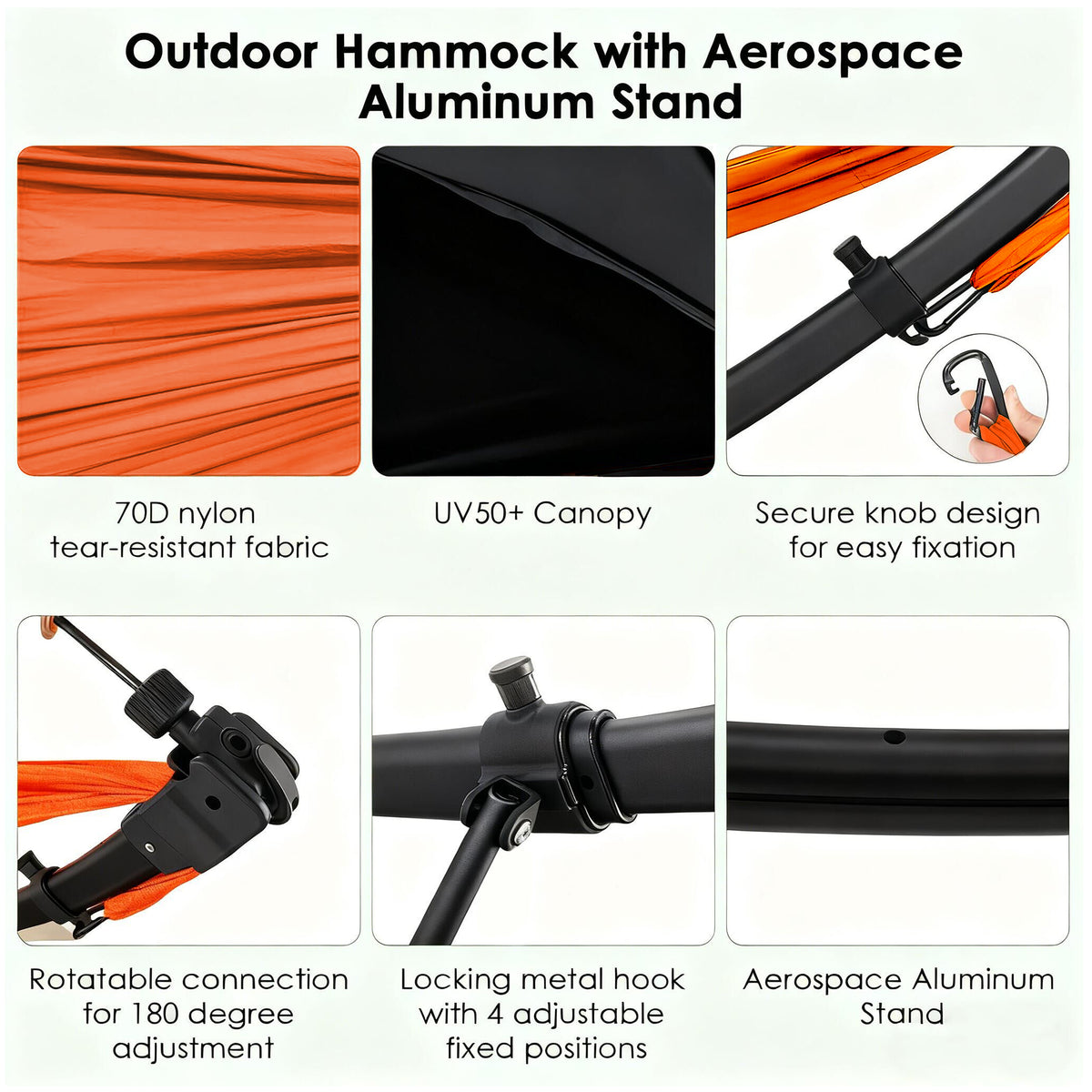 Portable Outdoor Garden Hammock with Quick-Fold Stand