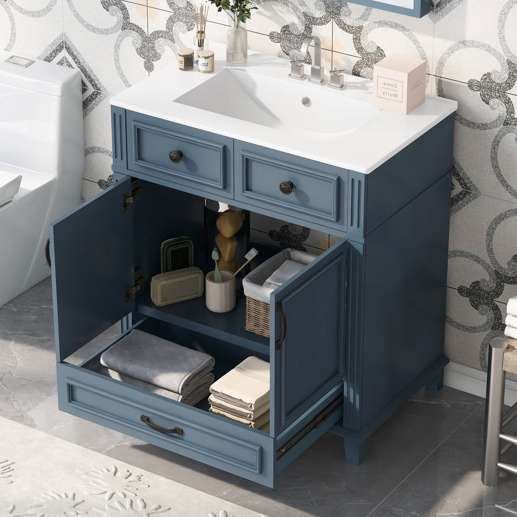 30'' Bathroom Vanity with Ceramic Sink and Soft Closing Doors