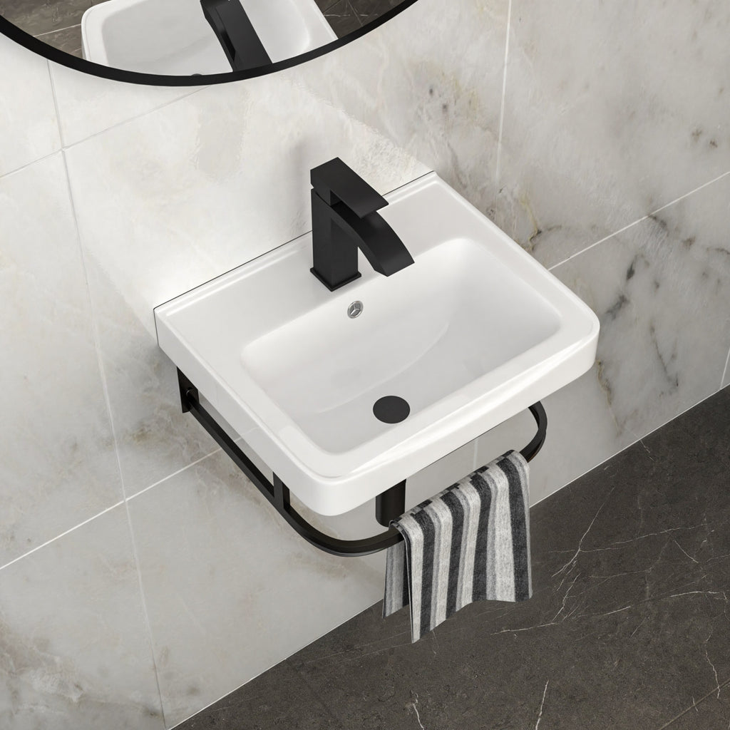 17"x14"x6.25" Wall-Mounted Rectangular Ceramic Bathroom Sink