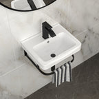 17"x14"x6.25" Wall-Mounted Rectangular Ceramic Bathroom Sink